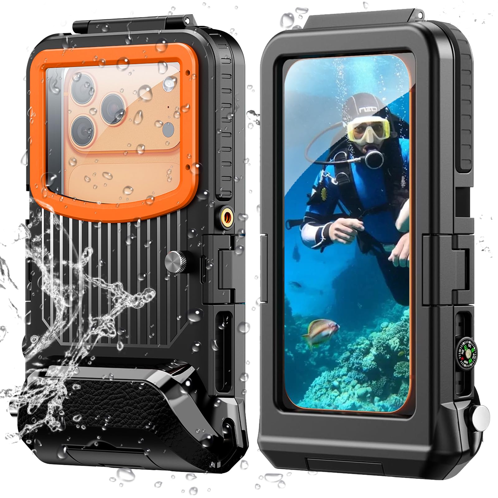 BDIG Custodia subacquea Compatibile con iPhone 17/17 Air/17 Pro/17 Pro Max/16/16 Plus/16 Pro/16 Pro Max/15/14, IP68, custodia impermeabile per Immersioni snorkeling, surf, foto e video [15m/50ft]