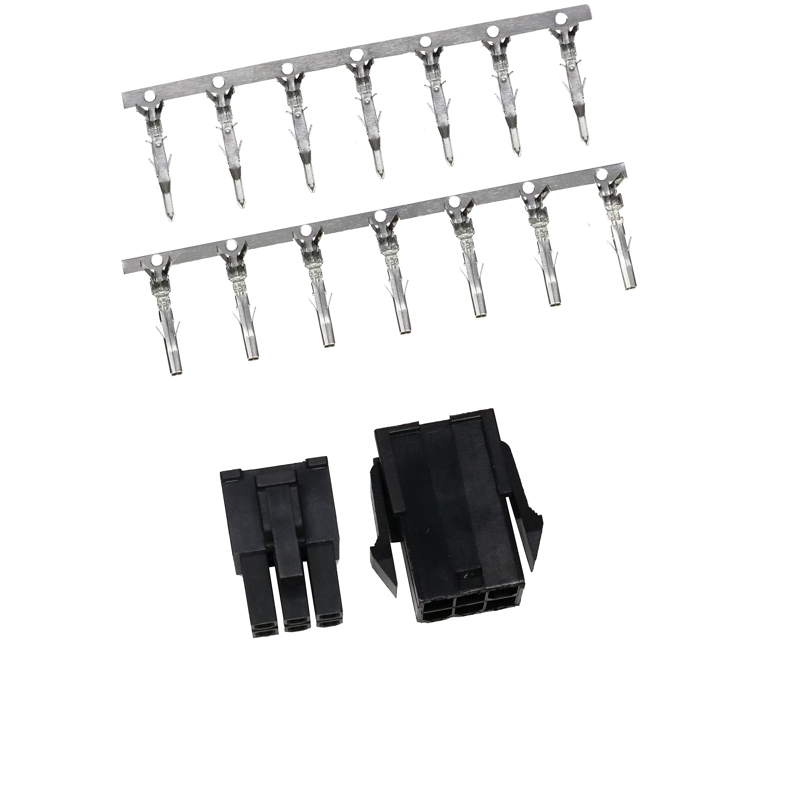 5557/5559 Double Row 4.2mm Black 6-pin Wire-to-Wire Crimp Connector Plug + Wire Socket + Crimps, Pack of 50 Compatible With Molex Mini-Fit Jr. — image 1