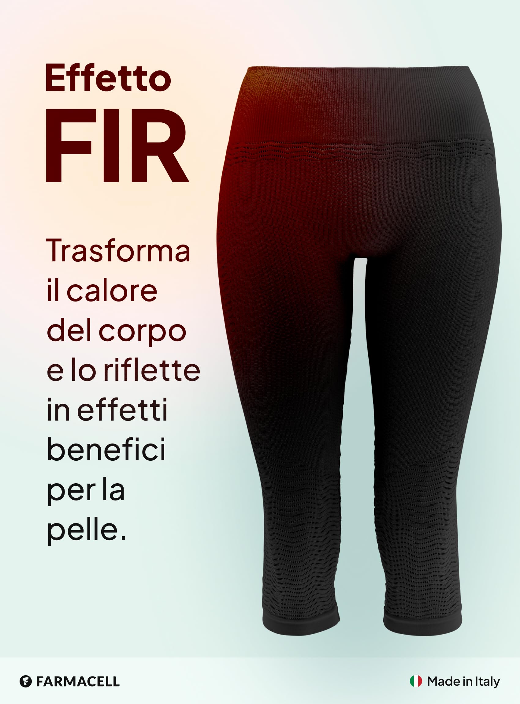 FarmaCell Leggings Anticellulite Donna Capri, Leggins 3/4 Massaggianti con Effetto Fir, Made in Italy, 1104