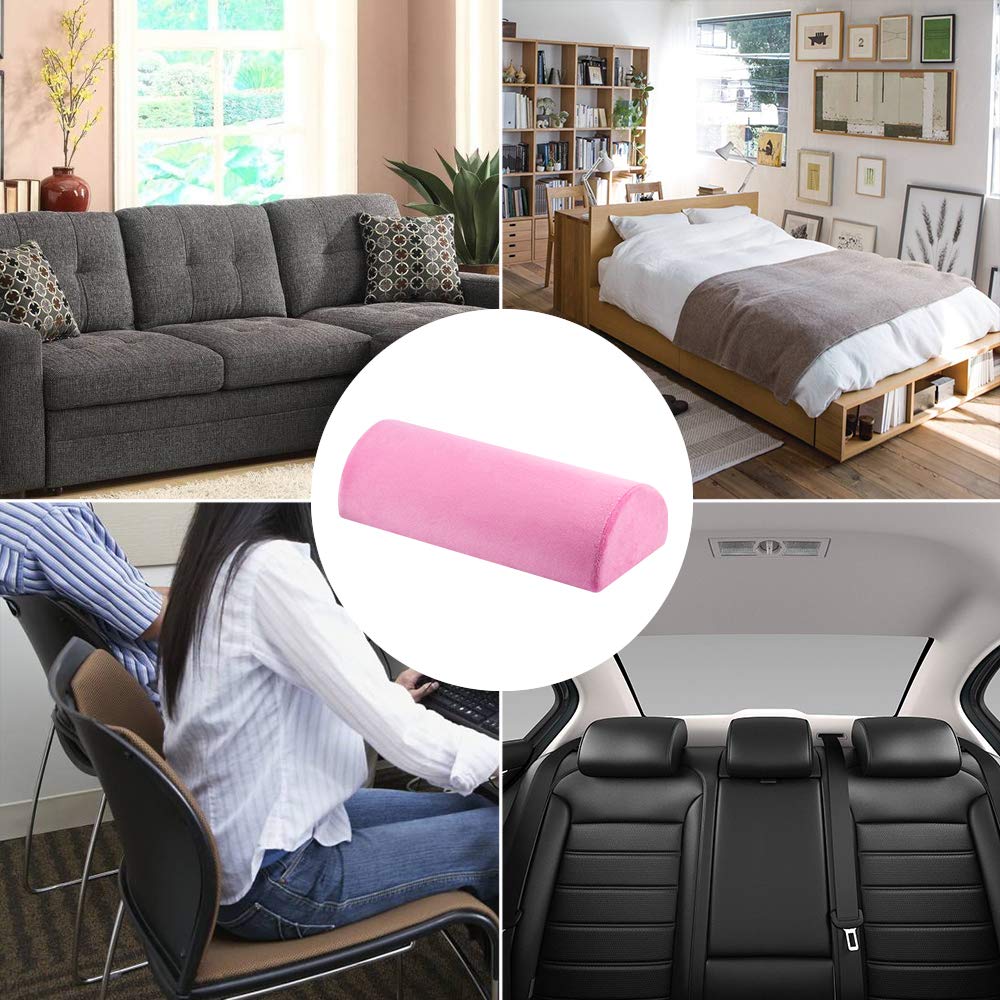 Almohada de espuma viscoelástica Skyzonal, media luna, para el cuello de la espalda, lumbar, columna vertebral, rodilla, alivio del dolor, apoyo de almohada 19.68 x 8.26 x 4.72 pulgadas (rosa)