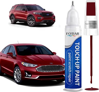 Rapid Red Metallic D4 Touch up Paint for Ford-Exact Match Scratch Repair Kit 2-In-1 Premium Car Paint Pen for Chips & Nicks