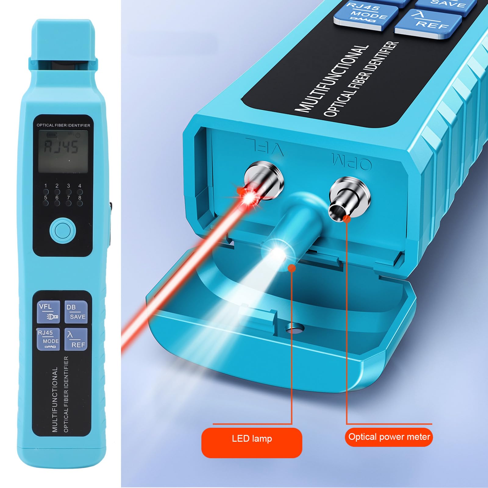 Optical Fiber Identifier, 850-1650nm Handheld Glasfasertester Netzwerktester Kabeltester, Wellenlänge 850–1650 nm, FTTH-Tester Leitungsfinder für Glasfaseridentifizierung