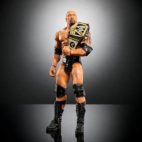 Miniatura 3 de Mattel WWE Elite Collection WrestleMania - Juego de figuras de acción, The Rock coleccionable con accesorios y piezas de Nicholas Build-A-Figure