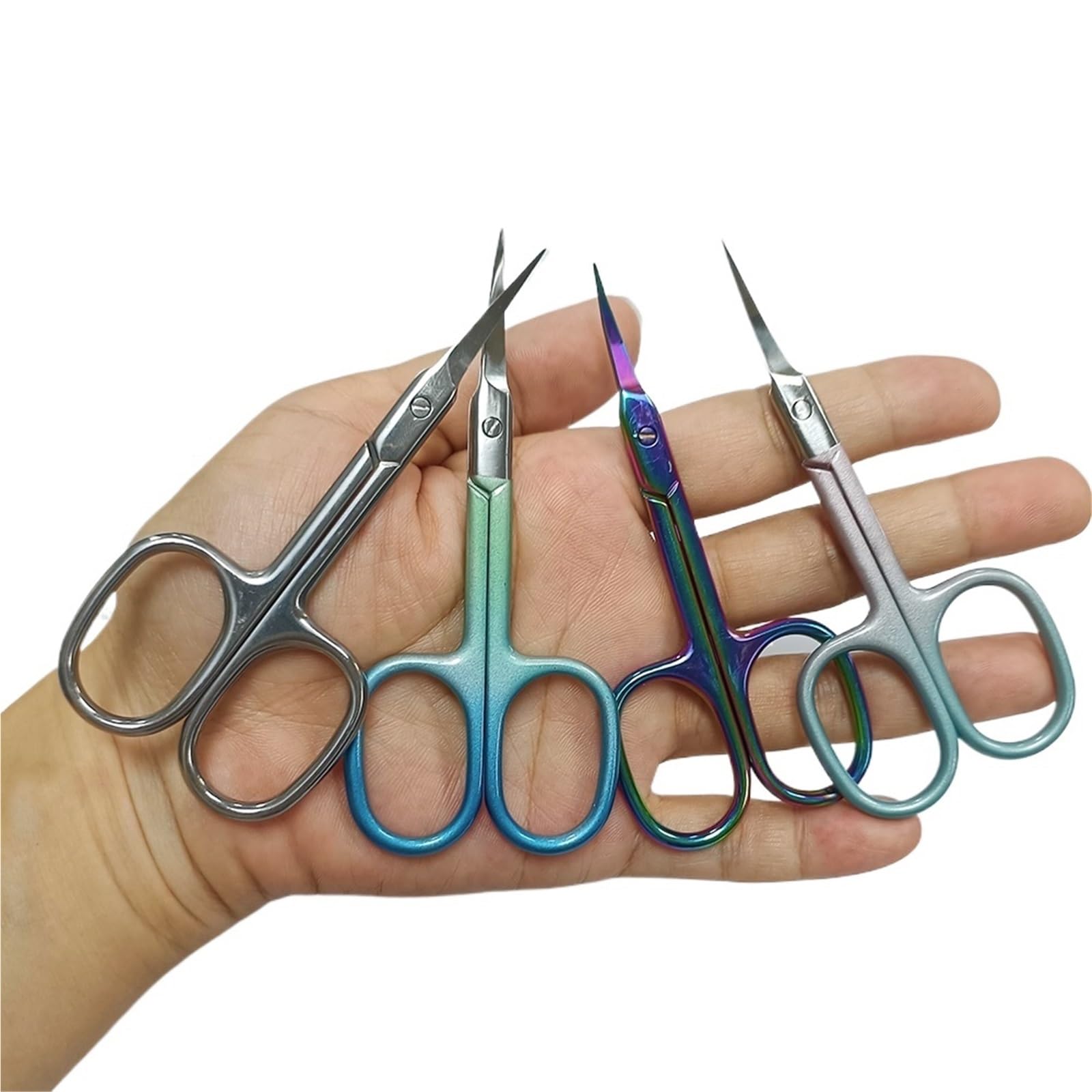 1 Pieza de Tijeras for cutículas extrafinas for manicura y pedicura, Tijeras de uñas de Hoja Curva, Tijeras pequeñas Profesionales for cutículas(Blue)
