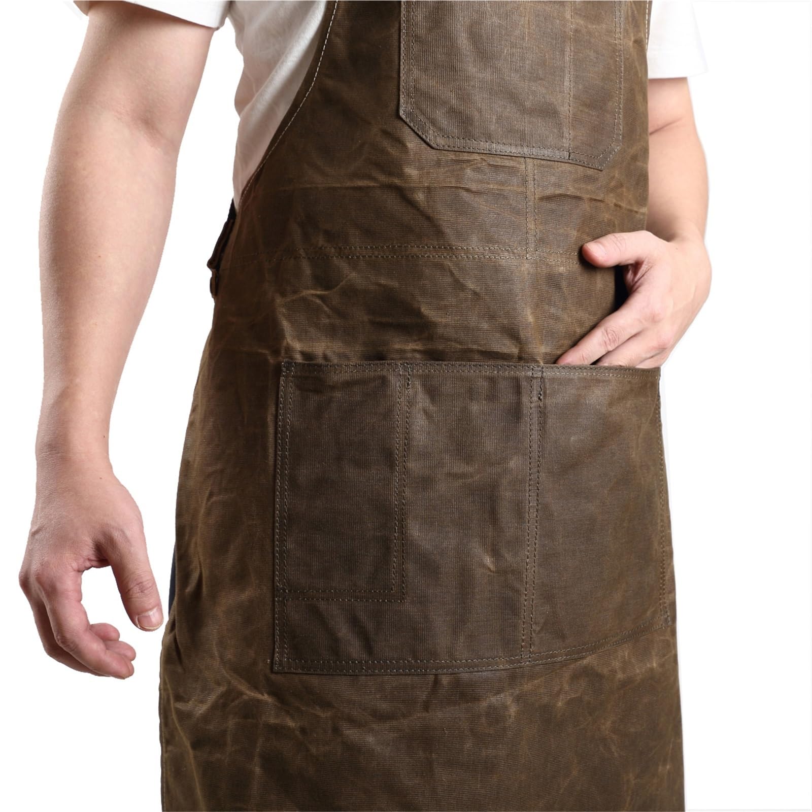 Grembiule for attrezzi, tela cerata a olio con pelle Per Giardino | Grembiule Grembiuli da giardinaggio Attrezzo Barbecue Barbiere Falegname Pittore Vestiti da riparatore