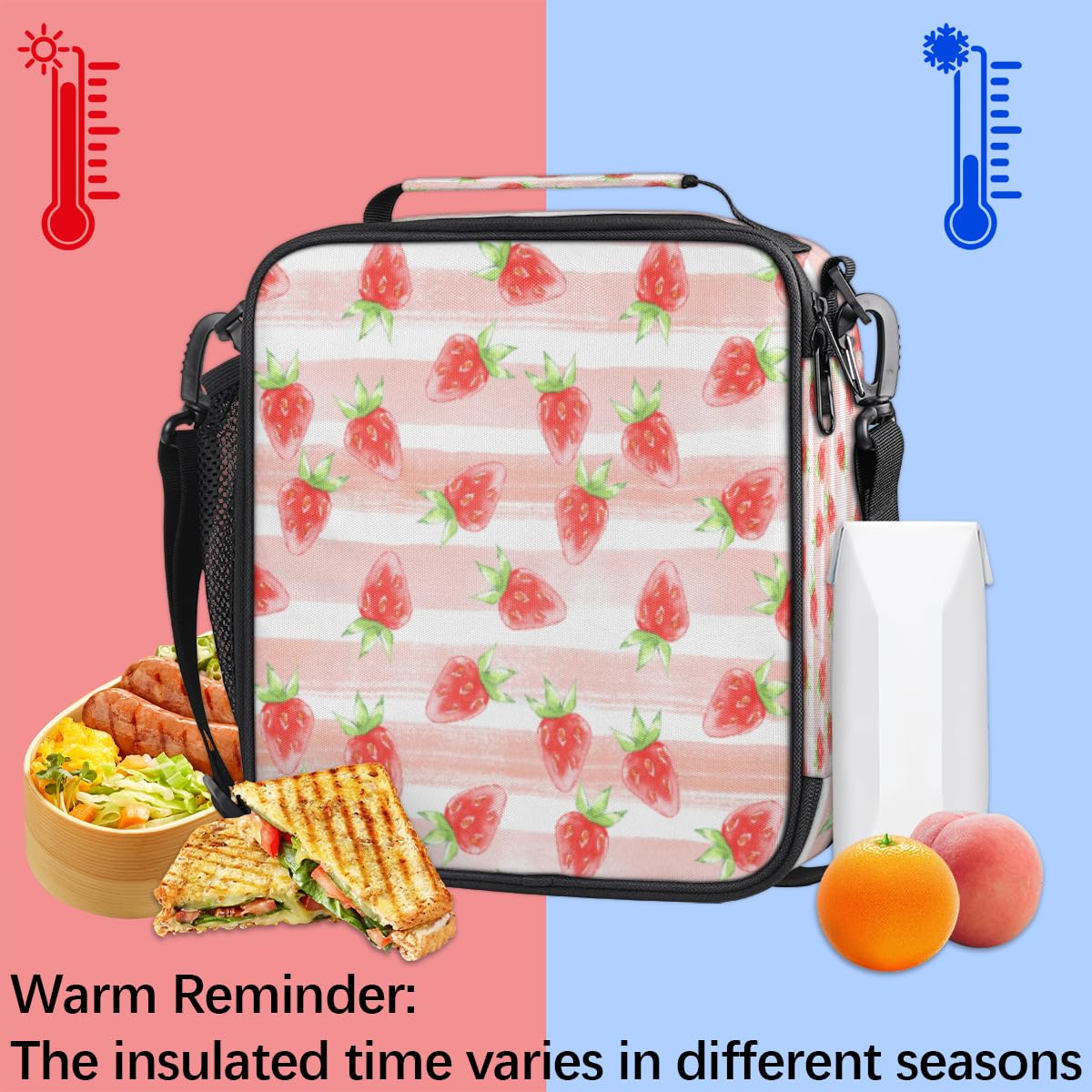 Sac à Déjeuner Isotherme Pour Enfants, Motif Fraise, Grand Sac Fourre-tout Isotherme Pour Filles Et Garçons