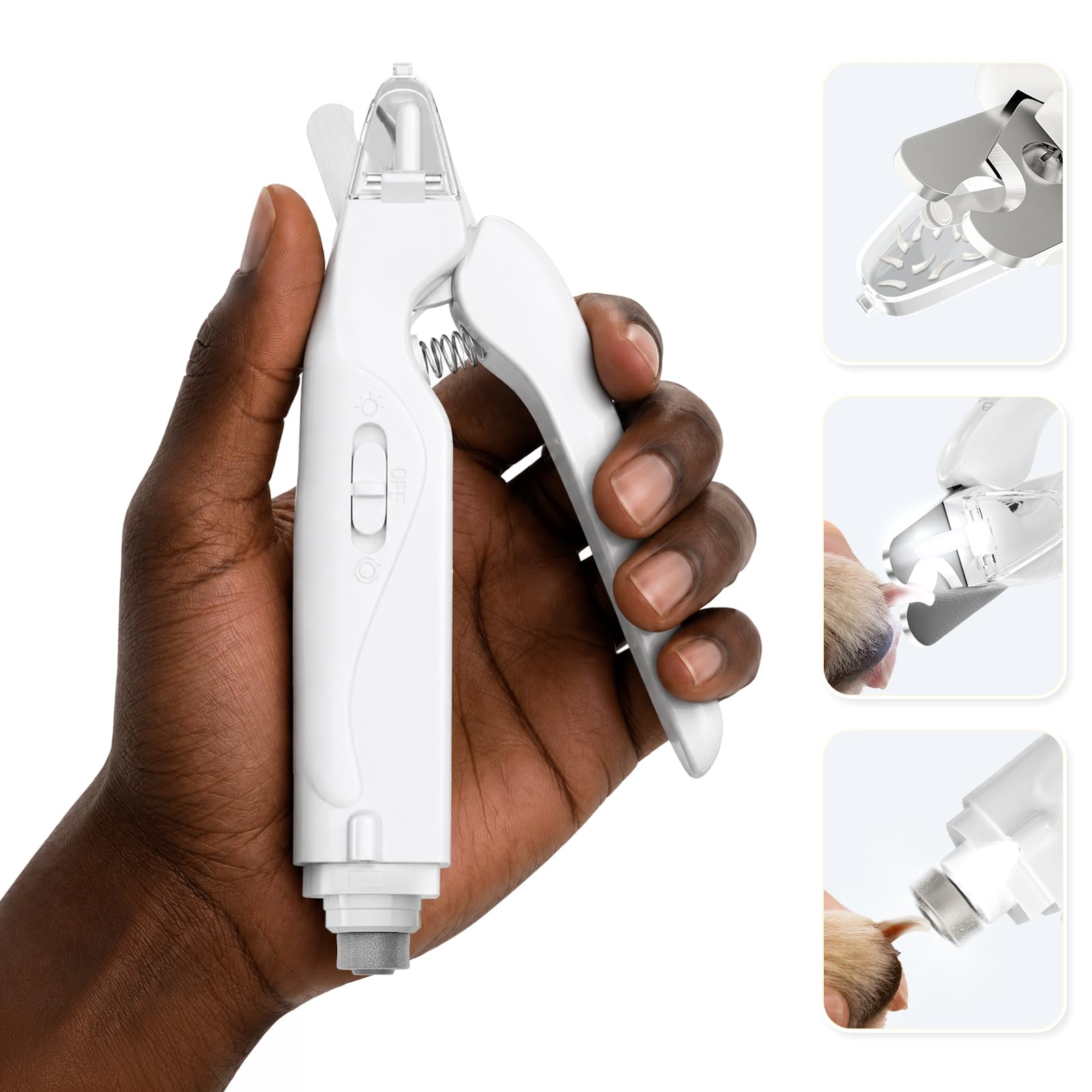 Dog Nail Clippers with Light and Dog Nail Grinder Quiet, Dog Nail Trimmers | 2-in-1 Pet Nail Grinder for Dogs with Guard, Cat Nail Trimmer, Cat Nail