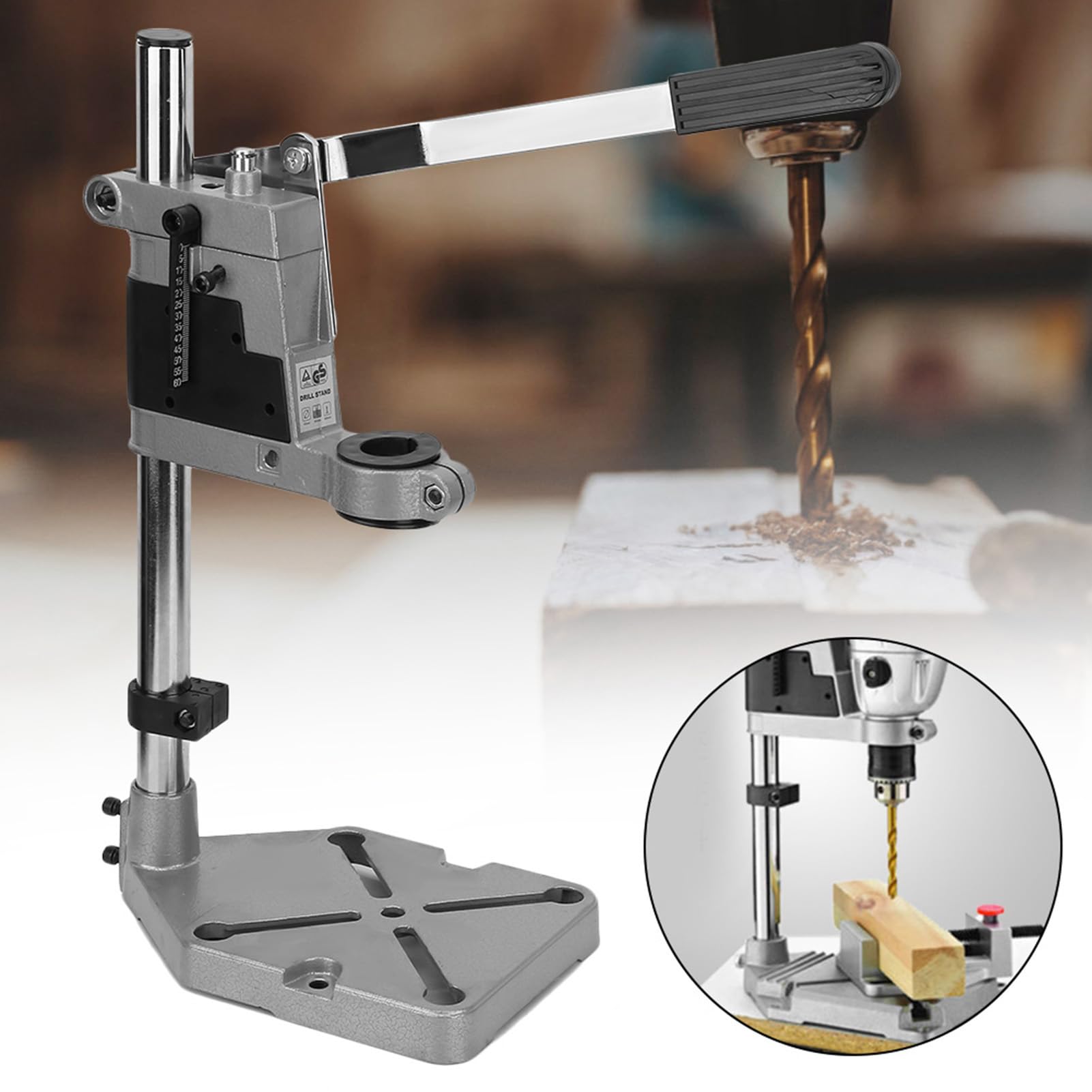 Supporto per trapano regolabile ZenithAur, supporto universale per trapano per riparazioni su banchi da lavoro, base versatile per trapano a colonna per progetti fai da te