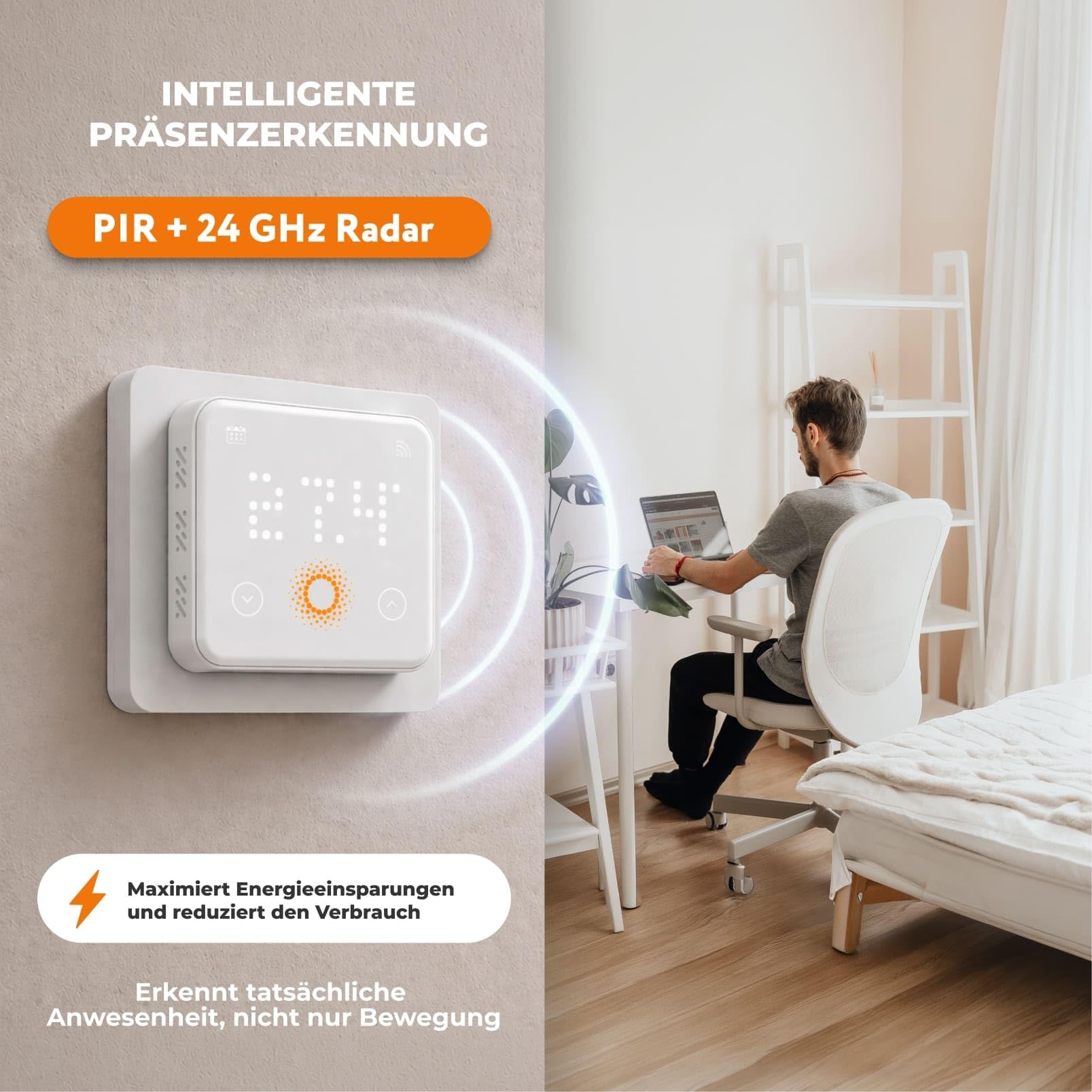 Elektrische Fußbodenheizung: Heizmatte WARMON ULTRA 200 W/m² inkl. Touch WiFi Thermostat(25A) mit Präsenzsensor, Thermostat:TS 500 WiFi Sensor Weiß, Mattengröße:1,5 m²