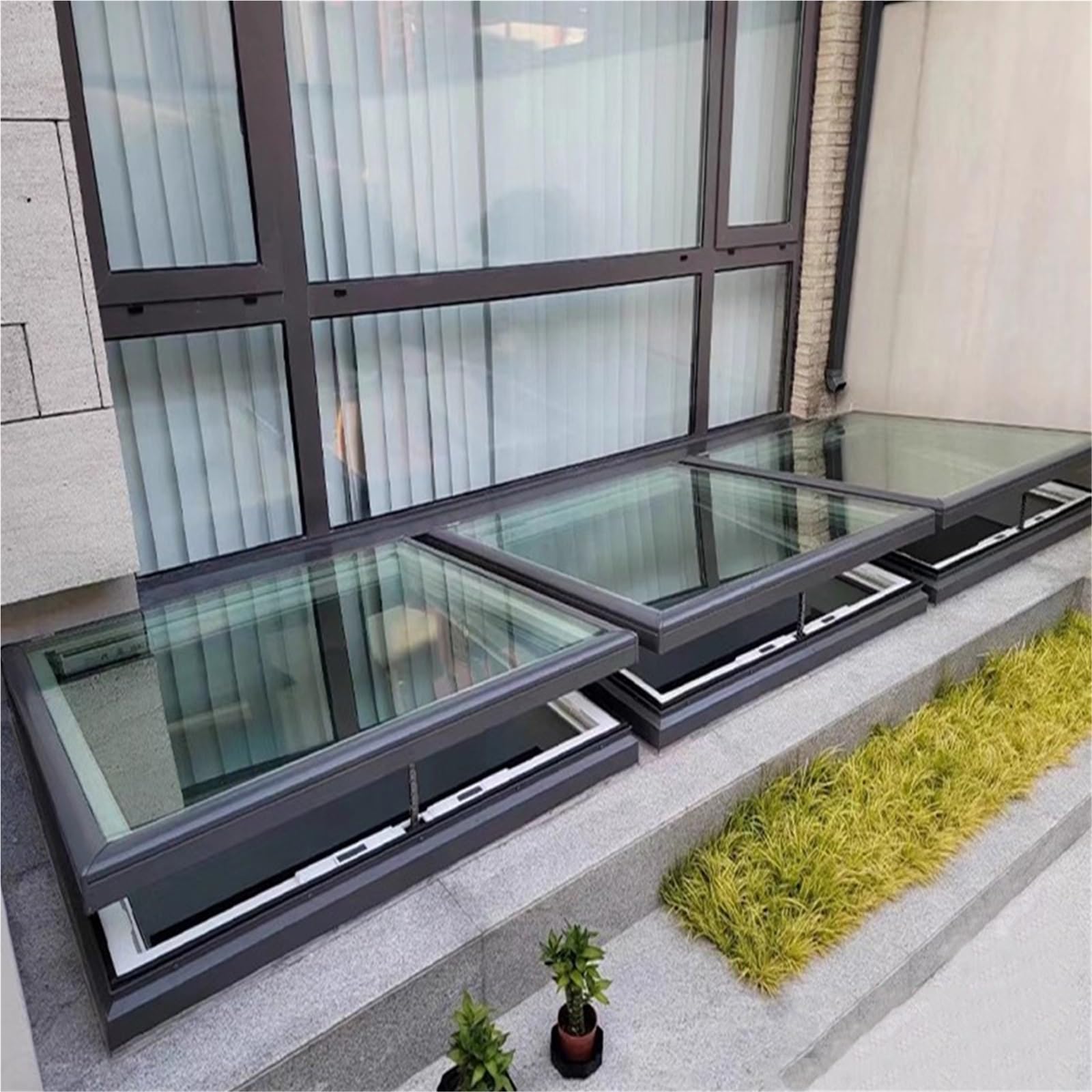 Personalizzabile Finestre Tetto Lucernario, Doppi Uscita D'emergenza Illuminazione Finestra Pozzo, Telaio Alluminio Elettrico Sensore Pioggia Tutto Uno Ventilazione(40x80cm)