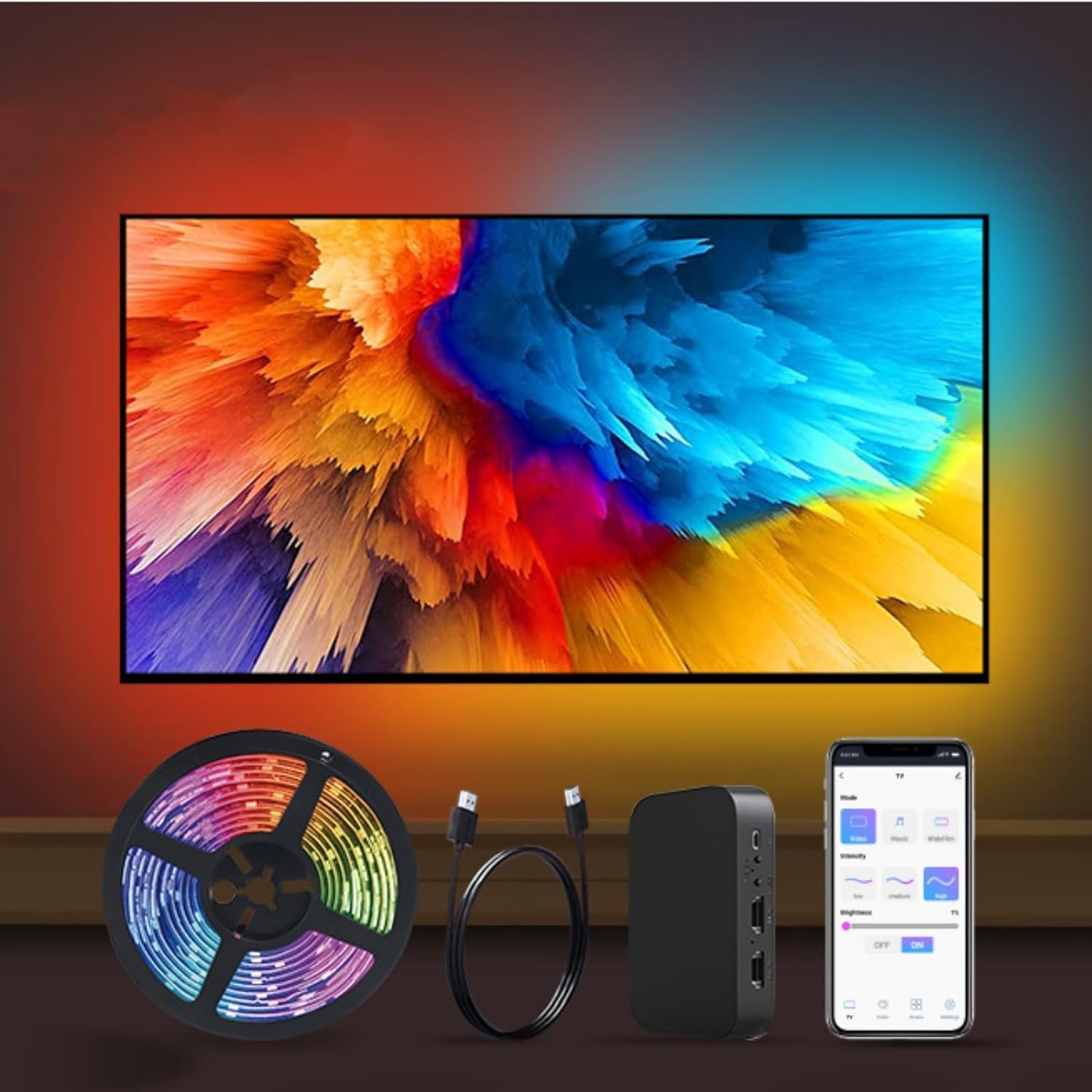 Striscia Luminosa LED per TV SYNC, Controllo App Striscia Luminosa LED, Musica SYNC RGB Colore Che Cambia luci LED, Illuminazione Flessibile al Neon Decorazione della casa