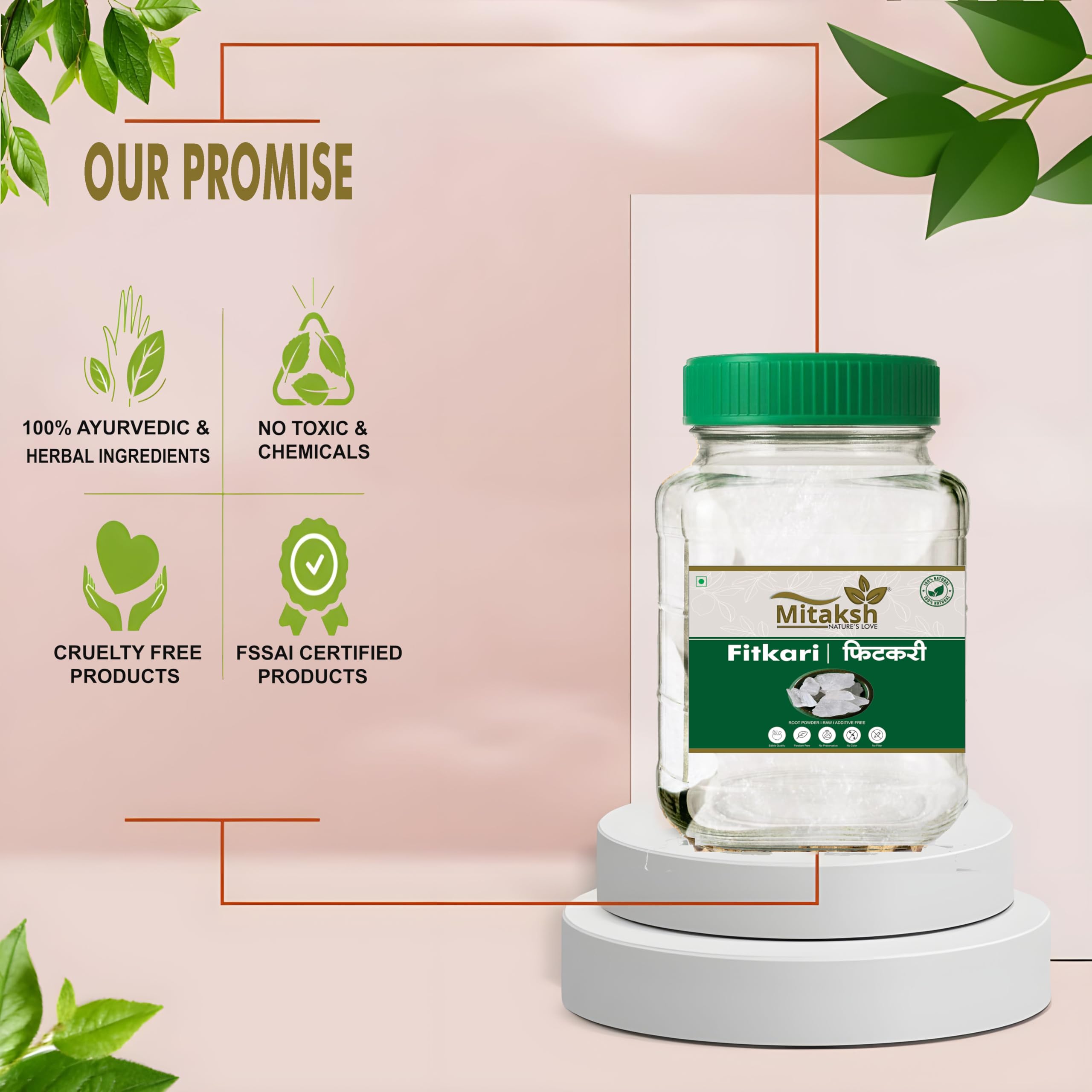 Mitaksh Fitkari Natural Potassium Alum 100% Pure, Additive-Free Fitkari Water purification, vastu, shaving, Underarms odour (200 g) 4