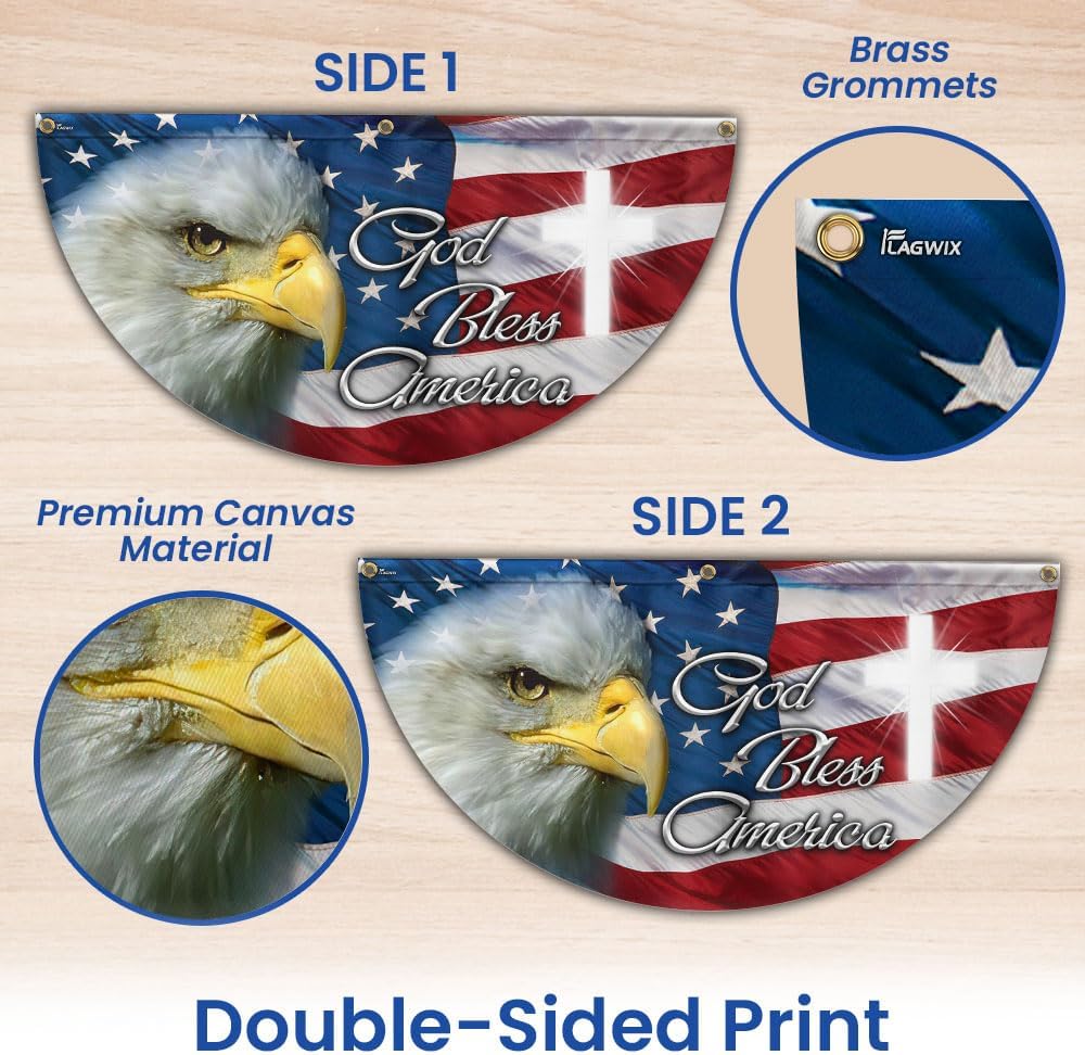 Patriotic Eagle God Bless America Non-Pleated Fan Flag MLN2625FL (1 Pack, 3x6 ft)