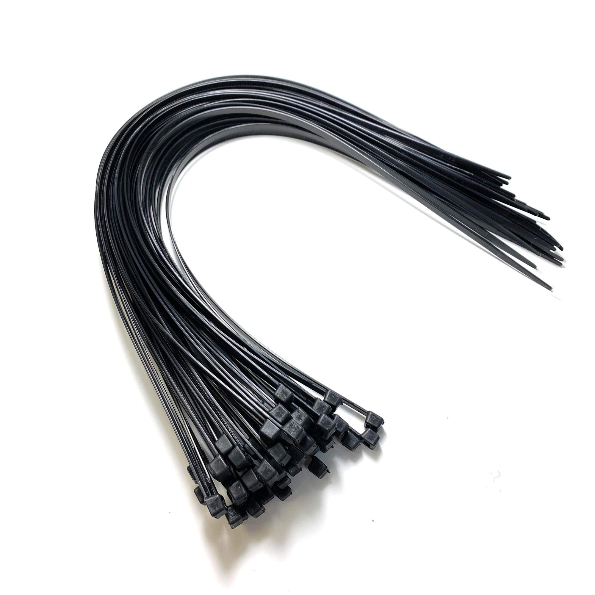 Hian 12-Inch Black Zip Ties, 100-Pack – 50lb Tensile Strength, UV-Resistant, Self-Locking Cable Ties for Indoor & Outdoor Use (Black - 300mm x 4mm)