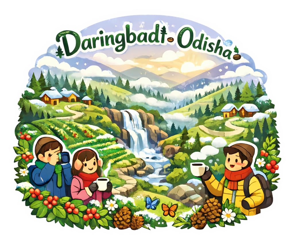 daringbadi fridge magnet – sparkle effect print with matte lamination - 6mm mdf backing & round magnet - hill station & scenic souvenir from india