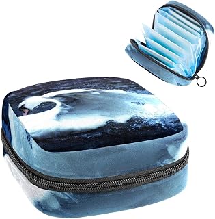 Swan Pattern Period Pouch Portable,Tampon Storage Bag for Sanitary Napkins, Multicolor, 4.7x6.6x6.6 in/12x17x17 cm