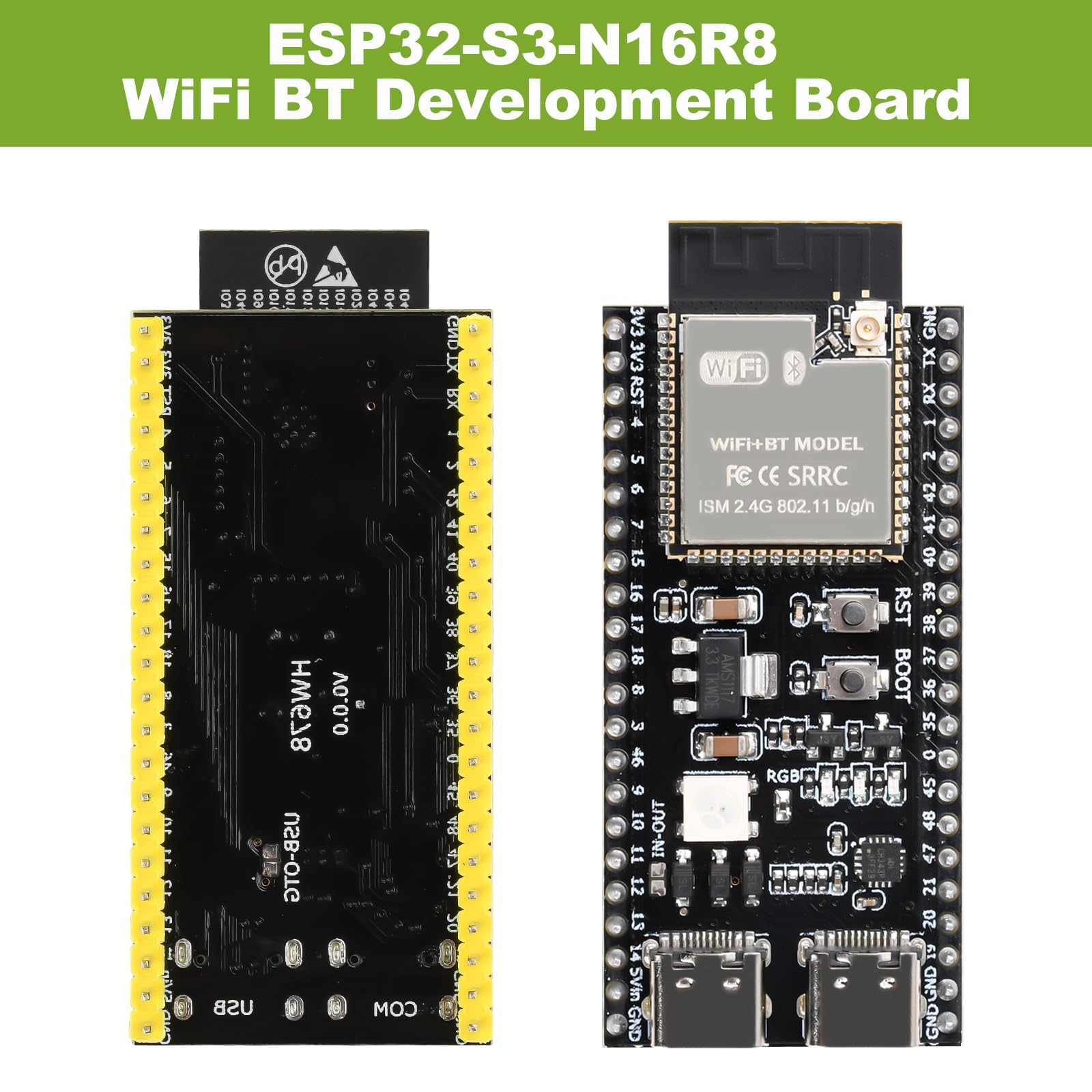 diymore 3 szt. do ESP32-S3 DevKitC-1 N16R8 moduł, do ESP32 S3 1-N16R8 deska rozwojowa z WiFi, Bluetooth 5.0, USB C podłączana antena z anteną