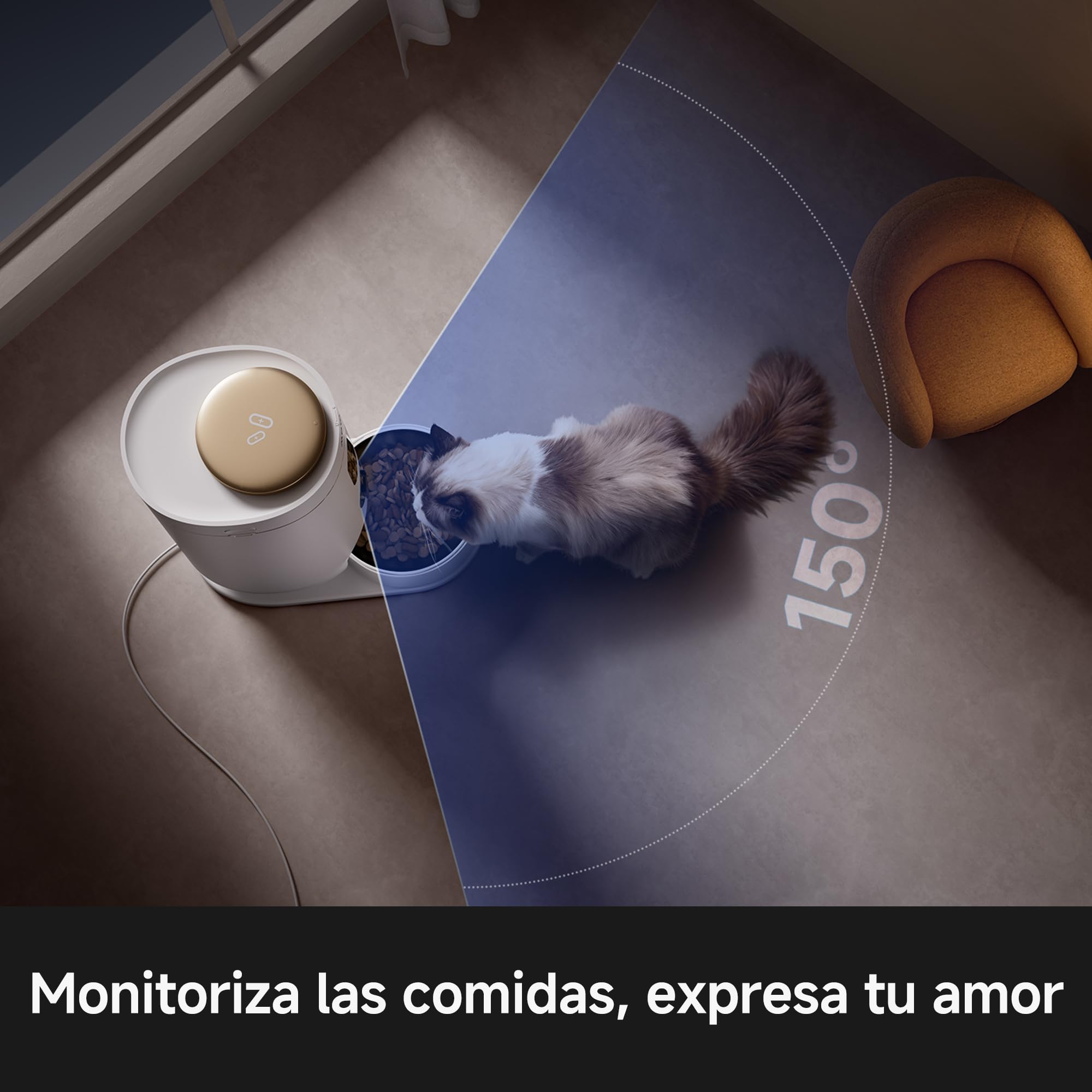 MOVA NutriPal 10 Ultra, comedero para Mascotas con Compartimento para 7 días de Suplementos, cámara HD 1080p, Amplia visión, 4 Modos, Panel de 4,2″, 4 L de Capacidad (20 días), para pienso de 12mm