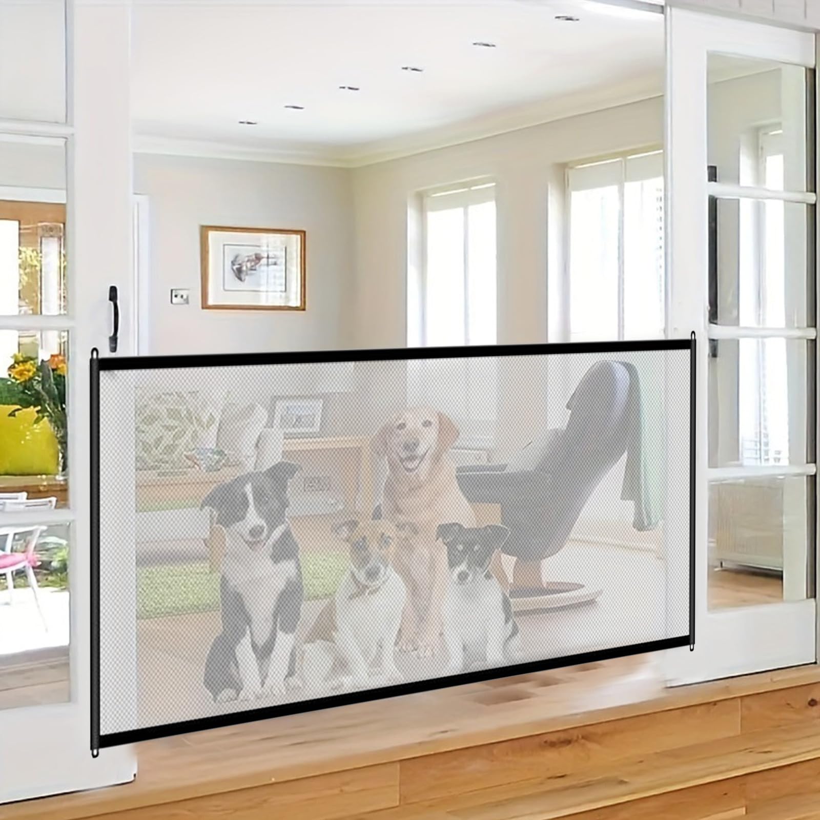 Cat Dog Gate Indoor Flexible Pet Gate for Stairs No Drilling Antis Fence, Dog Gates for Doorways, Indoor Isolation Net Stair,Fence Door for Pets