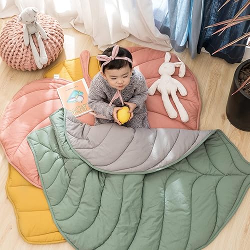 Miniatura 5 de Bedmust Manta amarilla en forma de hoja para perro, manta de juego para el hogar y mascotas, manta de algodón para gatear, cálida, suave, lavable,