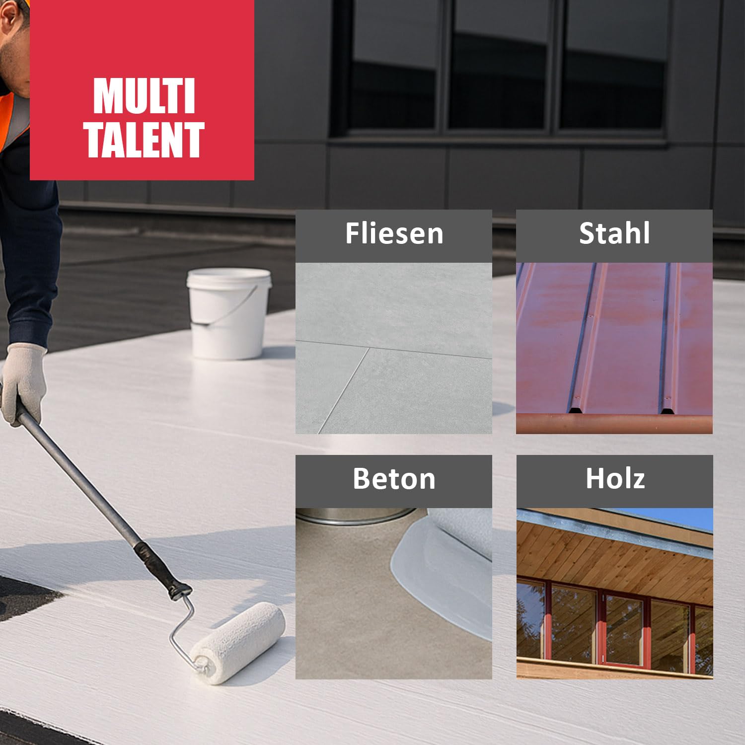 1K PU Abdichtung grau 2x1kg - Polyurethan Flüssigkunststoff Abdichtungsmasse für Dach, Balkon, Terrasse - neueste Generation, schnellhärtend, blasenfrei, ganzjährige Verarbeitung - DICHTON D.88W
