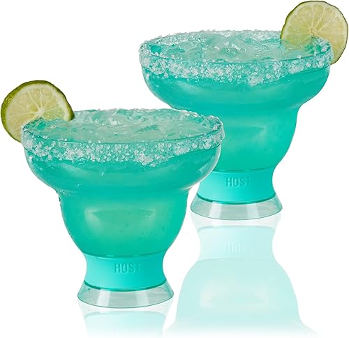 HOST FREEZE - Vasos de Margarita sin tallo, vasos de cóctel de plástico aislados para bebidas congeladas, vasos enfriadores de doble pared para