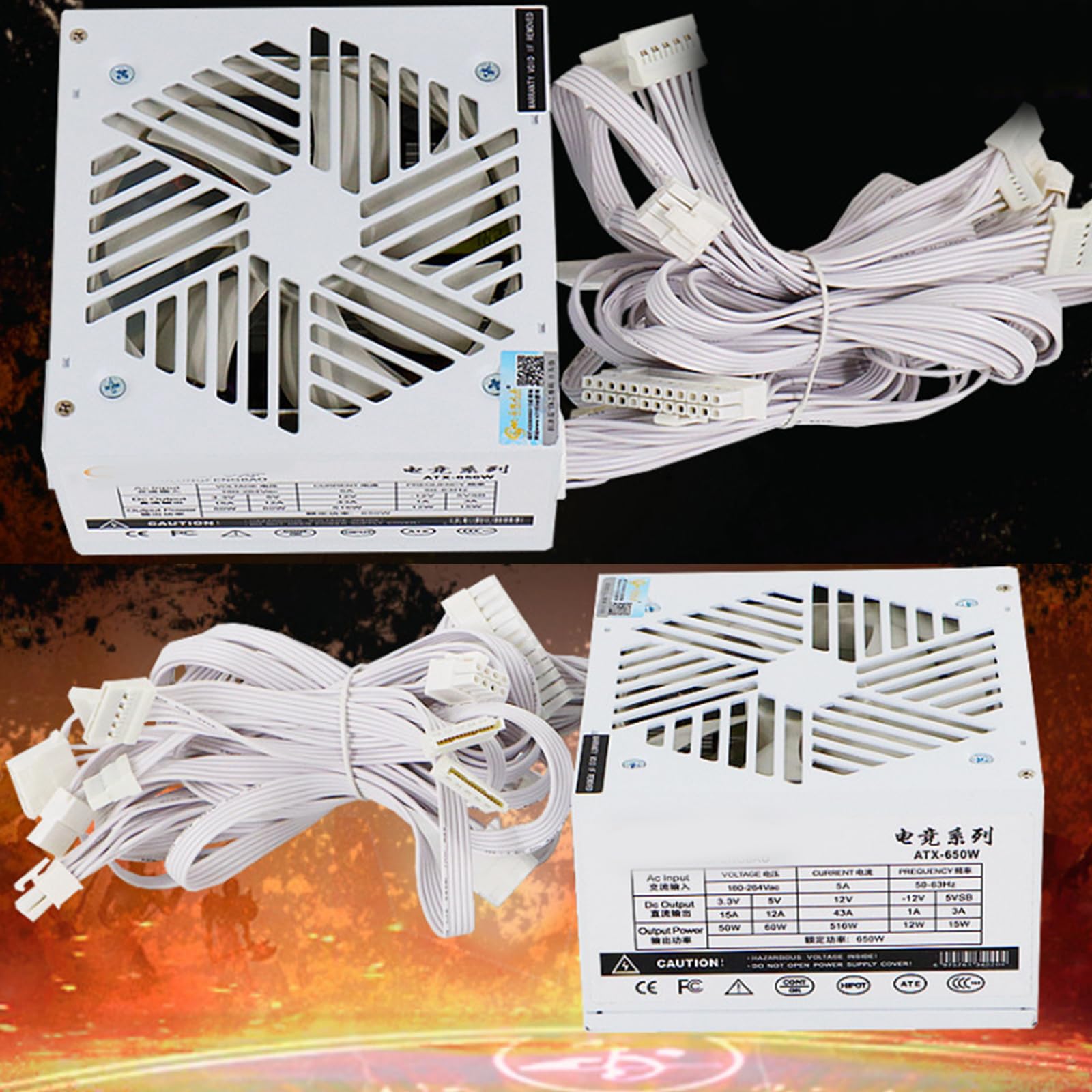 Fuente de alimentación de 12 V, 20 + 4 pines, 650 W, fuente de alimentación para juegos de computadora con ventilador de 120 mm, chasis de computadora, fuente de alimentación de componentes
