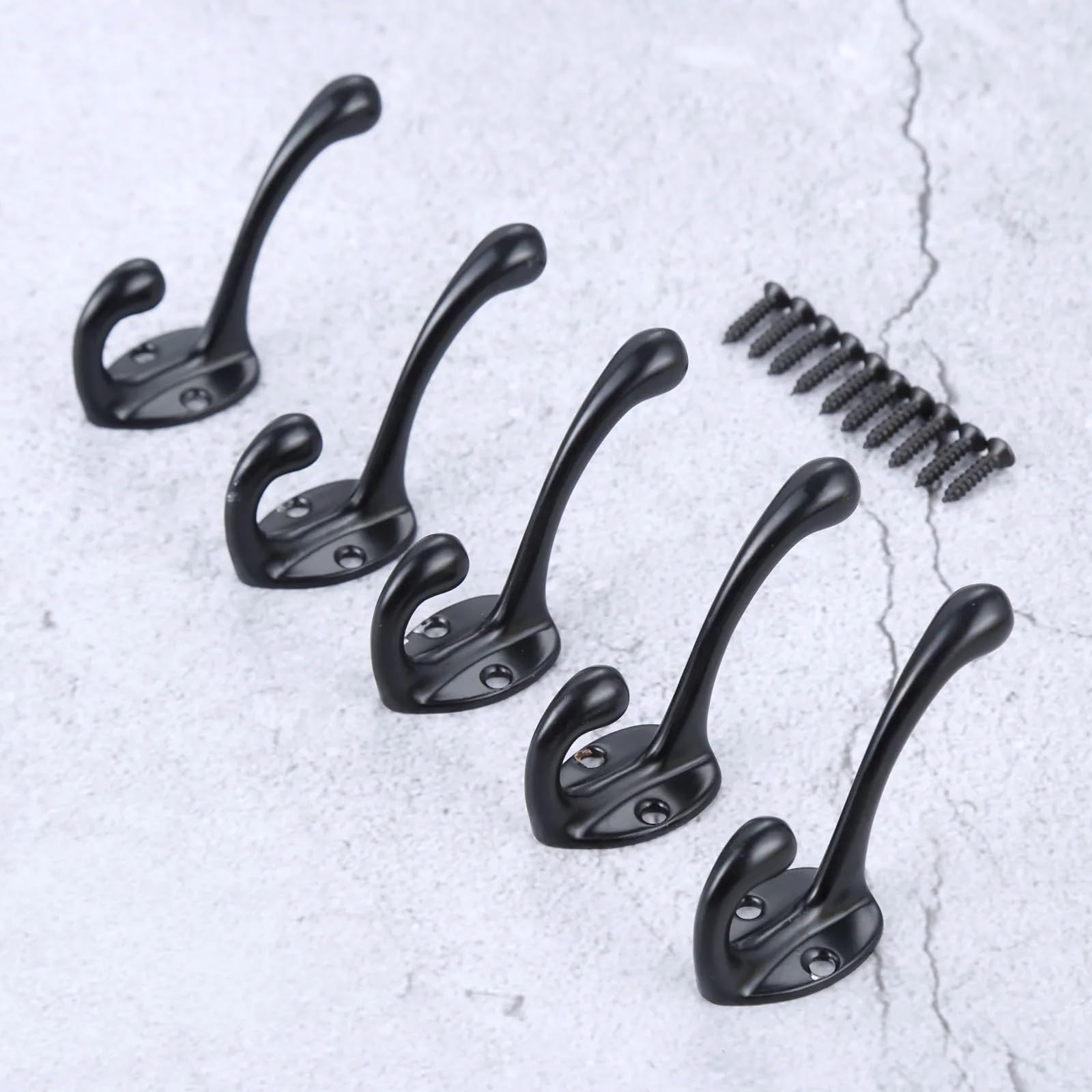 Liozdmd Black Home Furnishings 5Pcs Vintage Hangers Hook Zinc Alloy Wall Cloth Coat Bag Hat Hanging Hooks Bathroom Kitchen Anitque Racks With Screw(Black)
