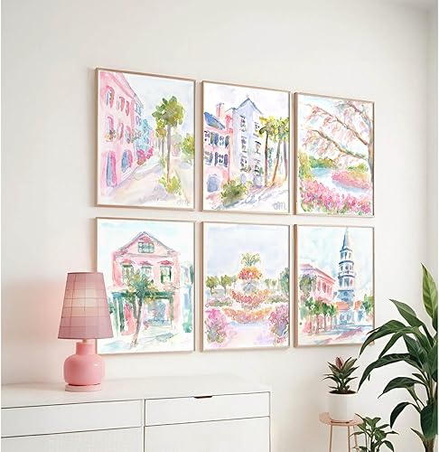 Miniatura 4 de Charleston - Pósteres de pared de Carolina del Sur, cuadros de preppy, lienzo rosa pastel, decoración de pared, pósteres estéticos de coqueta, arte