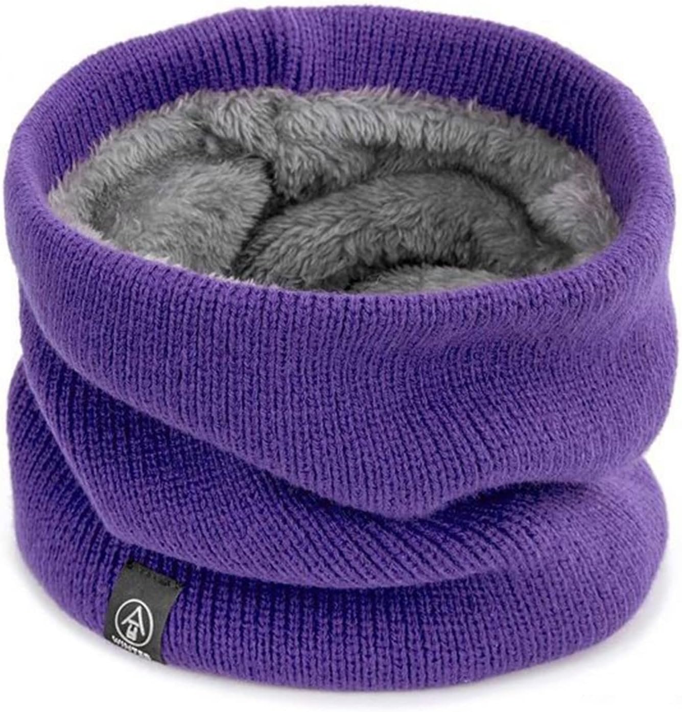 Winter Lined Knitted Neck Warmer Scarf, Neck Gaiter for Outdoor Riding, Hiking (Color : Purple, Size : 25 * 21cm)