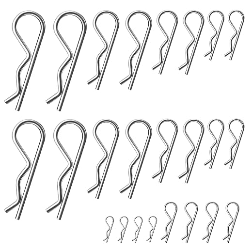 24 Pcs Cotter Pin Assortment Kit, R Clips Heavy Duty Zinc Plated Cotter Pin Spring Fastener Assortment Kit Hitch Pins Clips Cotter Clip for Hitch Pin Lock System, Cotter Pins
