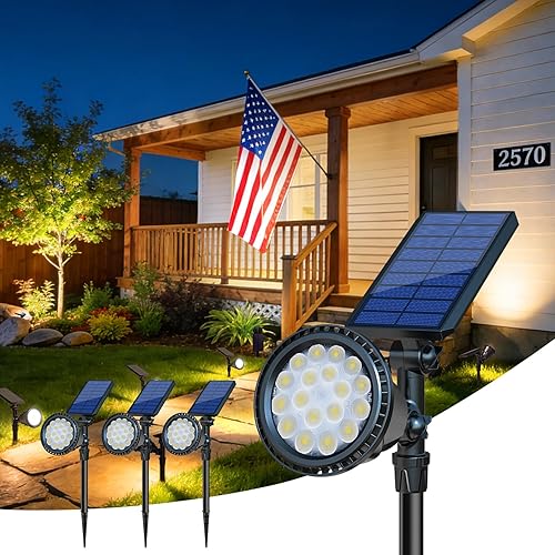 DBF Solar Outdoor Lights, 600LM Solar Spot Lights Outdoor Waterproof,