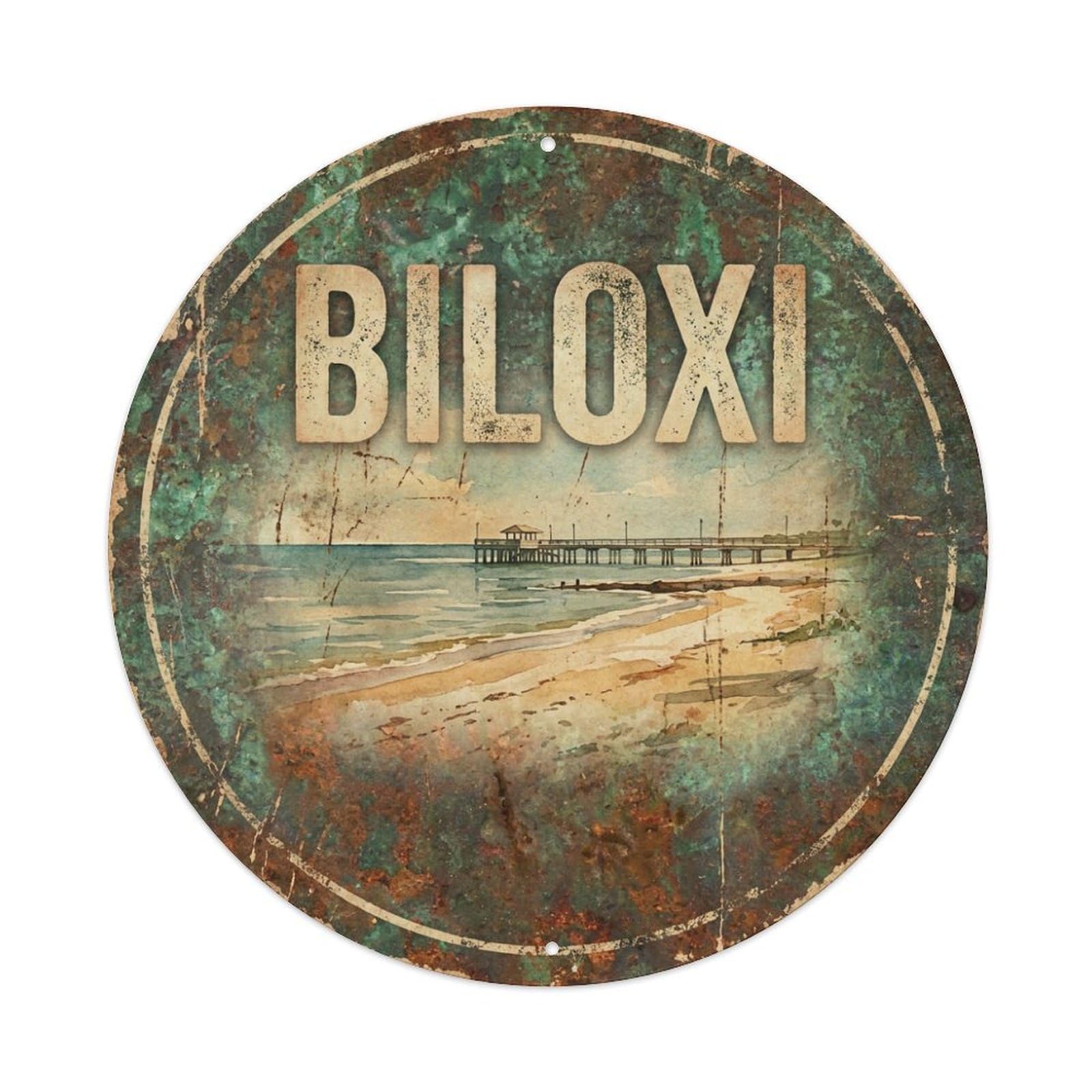 Tgrcjimh Style Metal Tin Sign Usa Vintage Travel Biloxi
