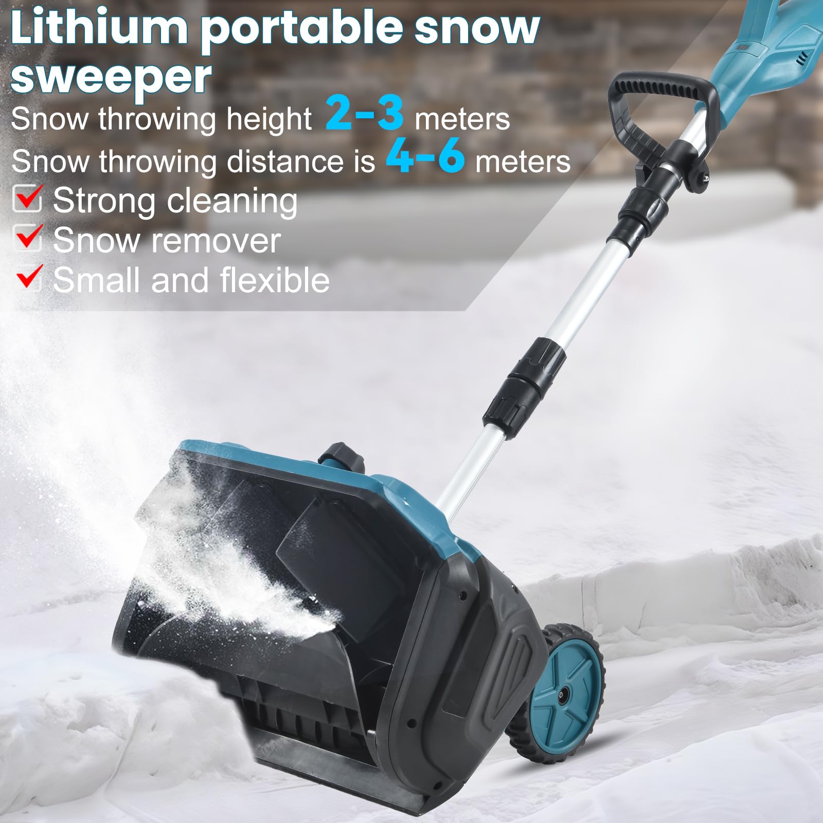 Souffleuse à Neige électrique sans Fil 2 Batteries Distance Éjection 6M Pliable Tige Télescopique Déneigeuse Jardin Cour