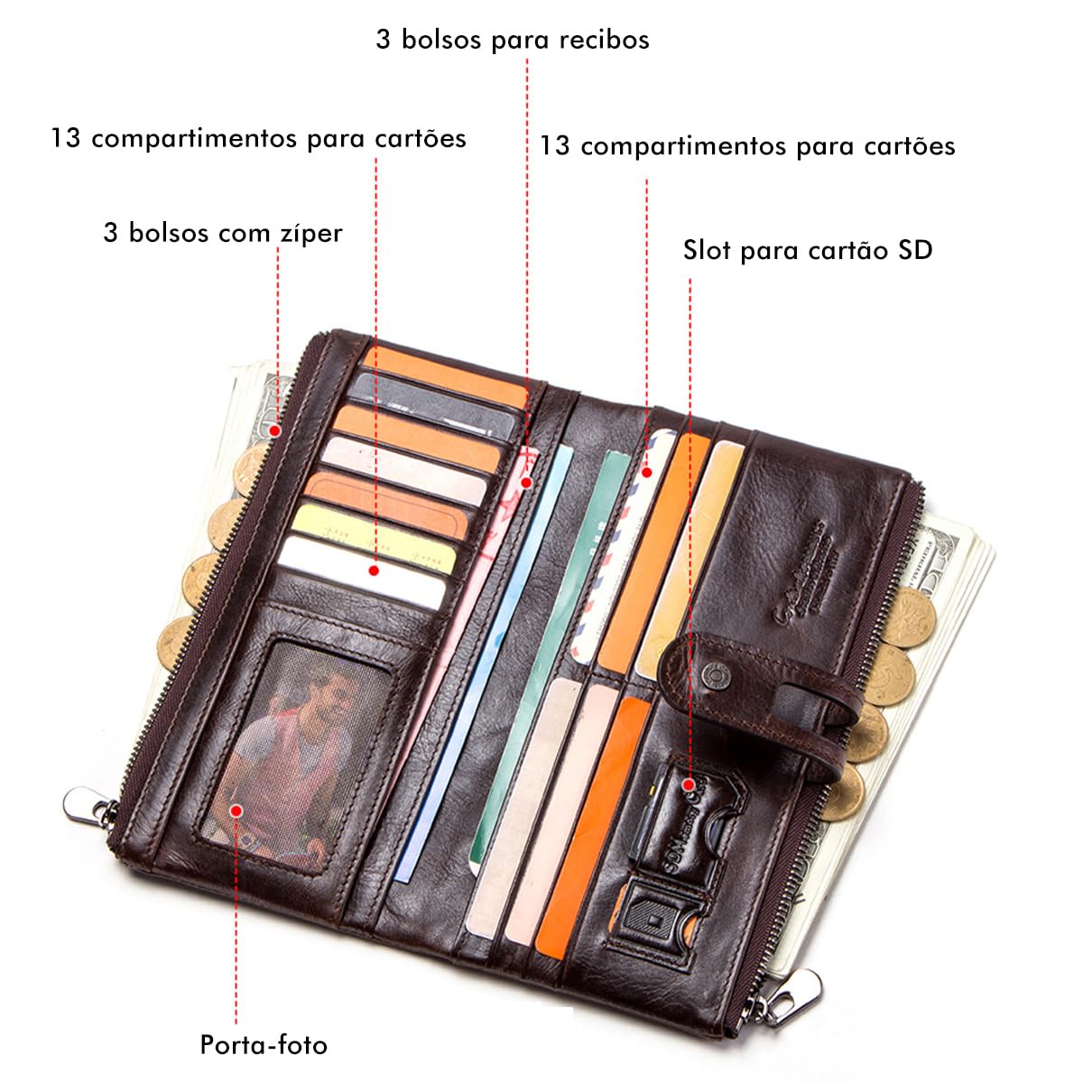 CONTACTS Carteira Longa de Couro Legítimo Feminina, Porta-Cartões (13 Slots), 1 Slot para Chip SIM/SD, Bolso para Celular e Dinheiro com Zíper, Porta-Moedas(Marrom) Carteira… em promoção! Veja a oferta e mais achadinhos de Bolsas 5 Hoje é o melhor dia para comprar CONTACTS Carteira Longa de Couro Legítimo Feminina, Porta-Cartões (13 Slots), 1 Slot para Chip SIM/SD, Bolso para Celular e Dinheiro com Zíper, Porta-Moedas(Marrom) Carteira… com aquele preço maroto! Promoção! Aproveite a oferta! 5