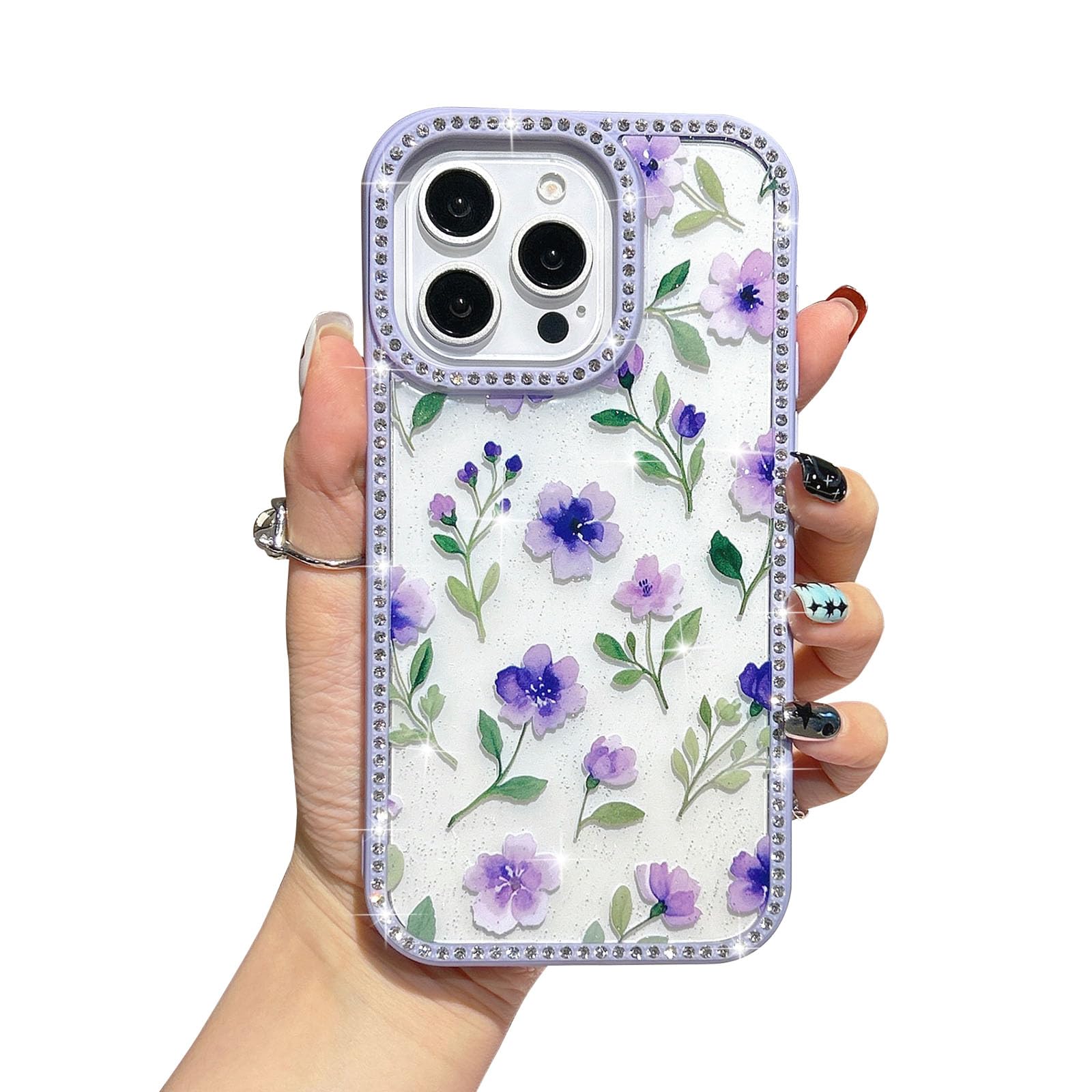 Coque iPhone 15 Plus fleurie et violette pour vos soirées chic - 7