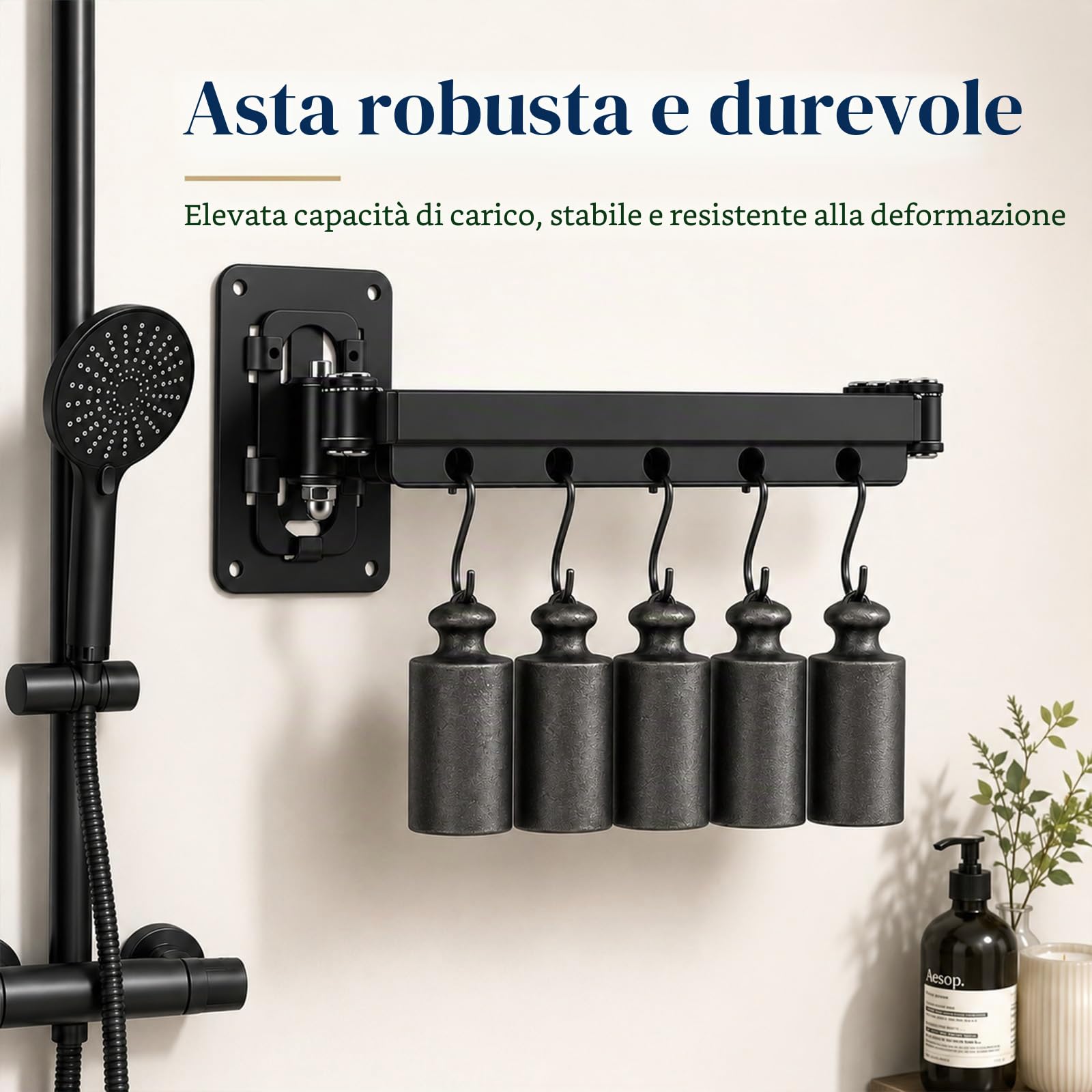 Tenda doccia senza forare, asta pieghevole con ventose, forma L e U, 120 cm, design pieghevole in 4 parti, per doccia angolare, vasca da bagno, camper