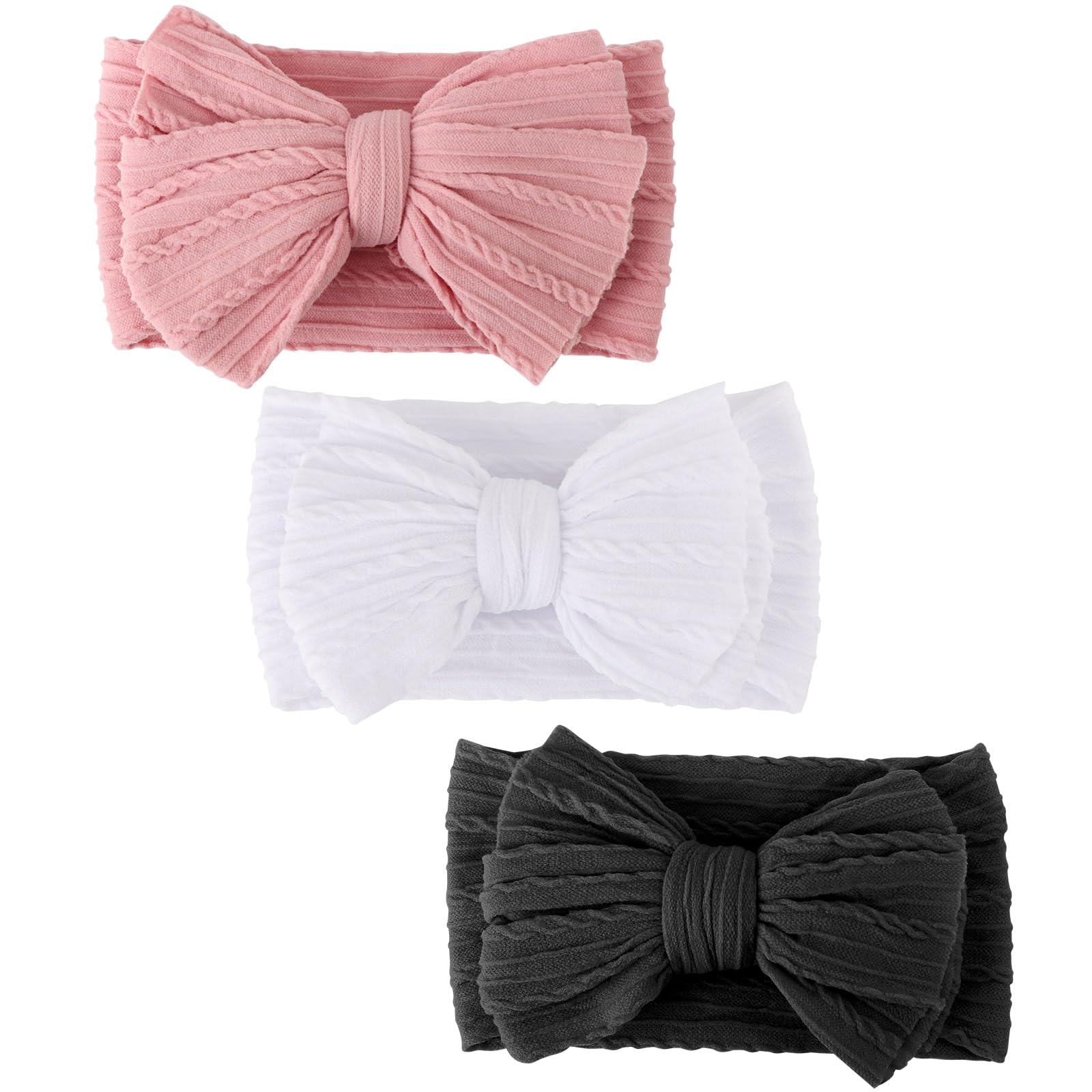 DRESHOW 3 Pack Girls Headbands Stretchy Nylon Headbands Handmade Hair Accessories for Newborn Infant Toddlers Kids — view 28