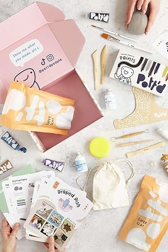 Miniatura 8 de Pott'd Arcilla seca al aire para adultos y principiantes Kit de cerámica para el hogar. El kit de manualidades de bricolaje incluye arcilla,