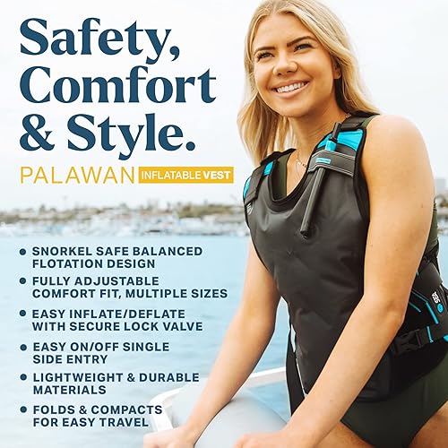 Miniatura 2 de Seaview Palawan - Chaleco inflable de esnórquel  Chaqueta de esnórquel premium para adultos. Flotación equilibrada, cierre seguro y ajuste cómodo.