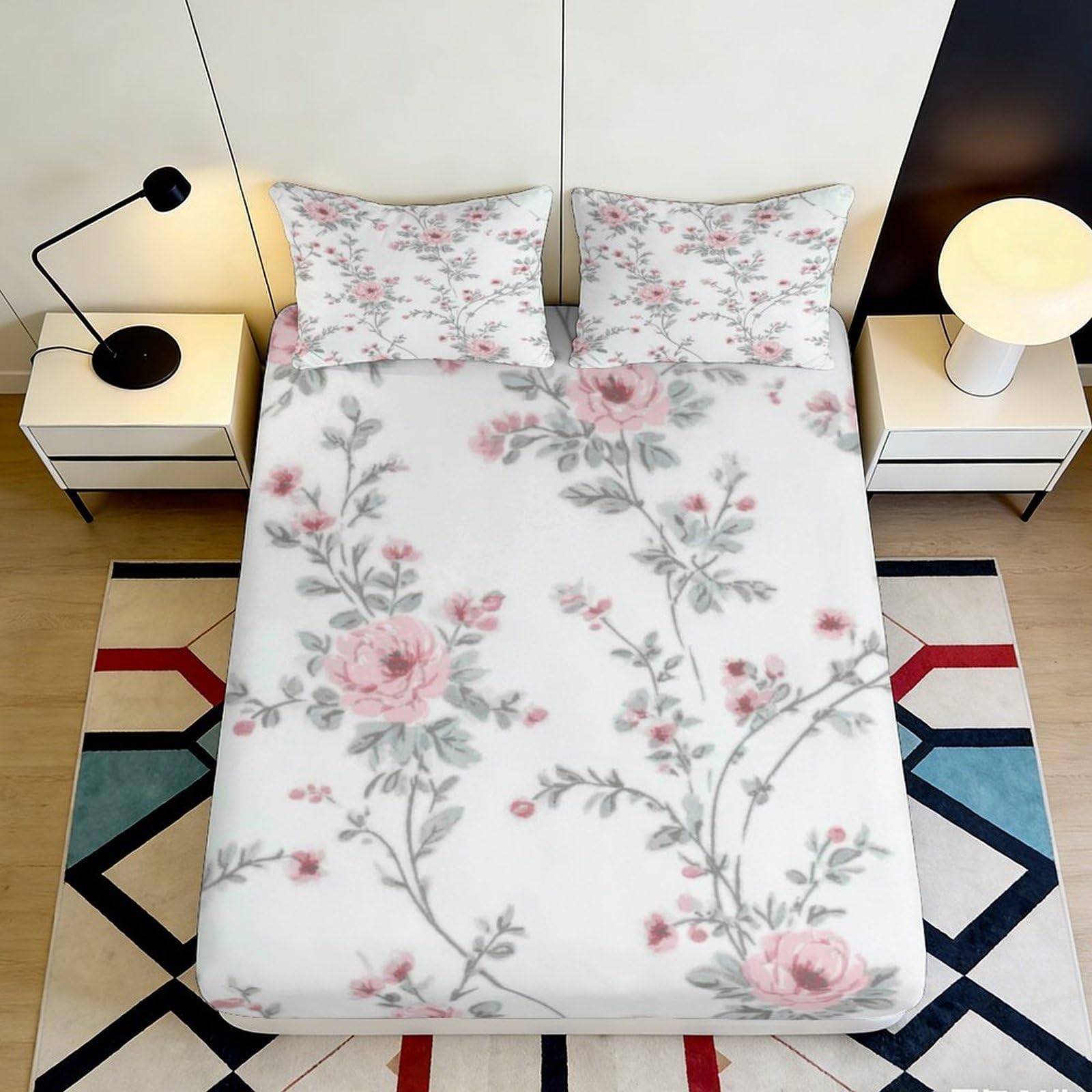 Jqzkxnhpbr Style-4 Floral Blossom 3D Printed Fitted Sheet Microfiber Mattress Cover For Bedroom, Dorm, Home Use 90X200x25cm
