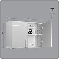 Vista 3 de Prepac Elite - Armario apilable para garaje montado en la pared de 24 pulgadas en gris claro