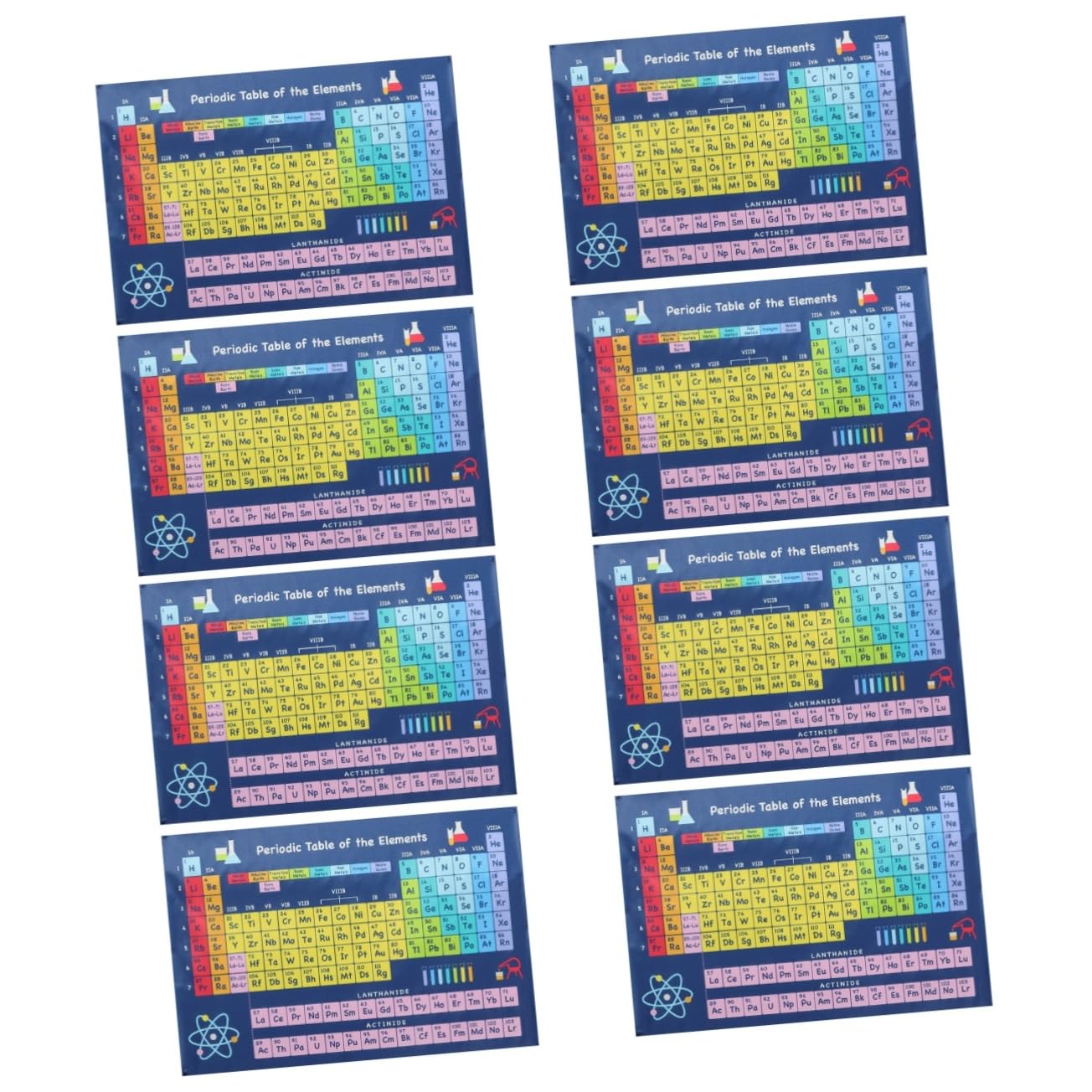 EXCEART 8piezas Póster Educativo De Químicos Tabla Periódica Para Aula y Casa Aprendizaje Divertido Adolescentes