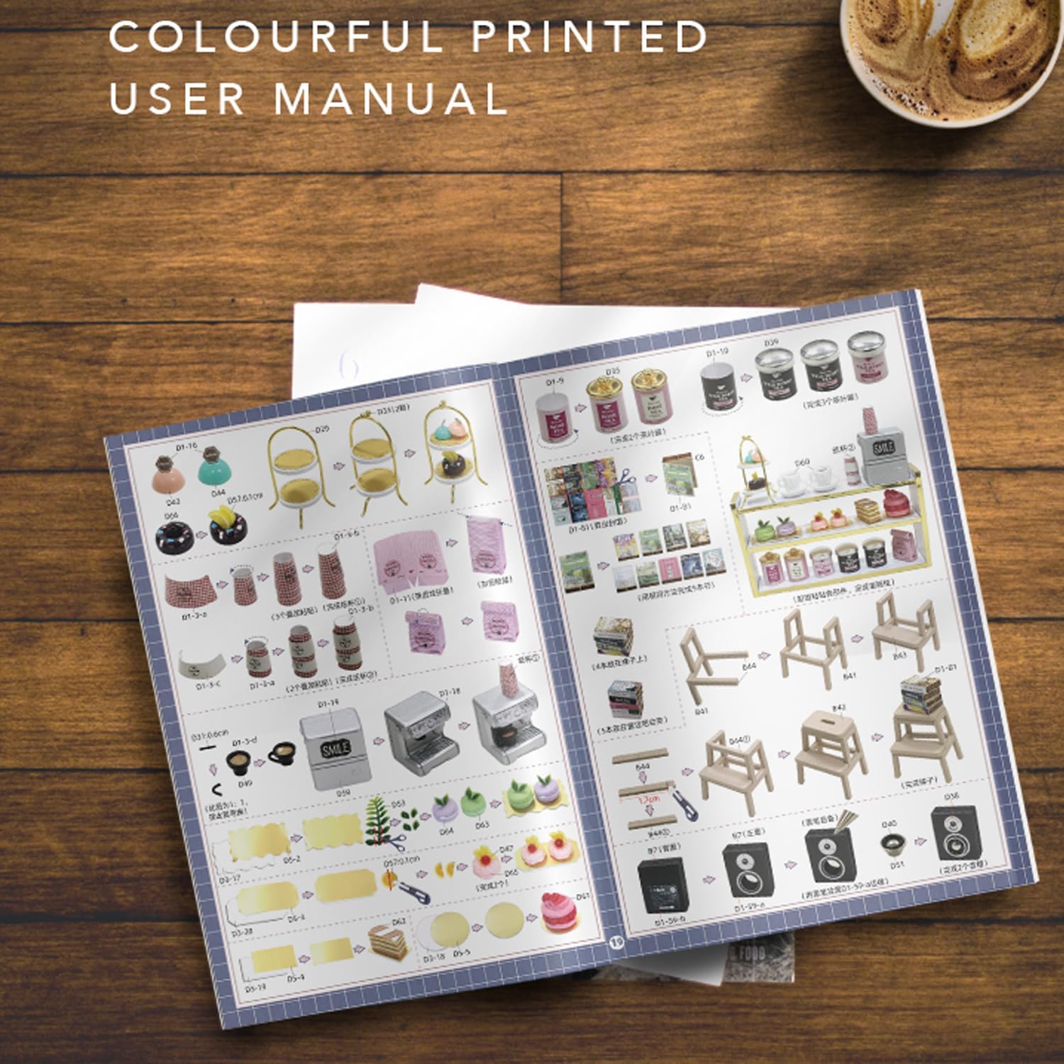 MAGQOO DIY Miniature Dollhouse Kit with Furniture 1:24 Scale Creative Room Mini Wooden Doll House Accessories DIY Miniature House Kit (Book Cafe)