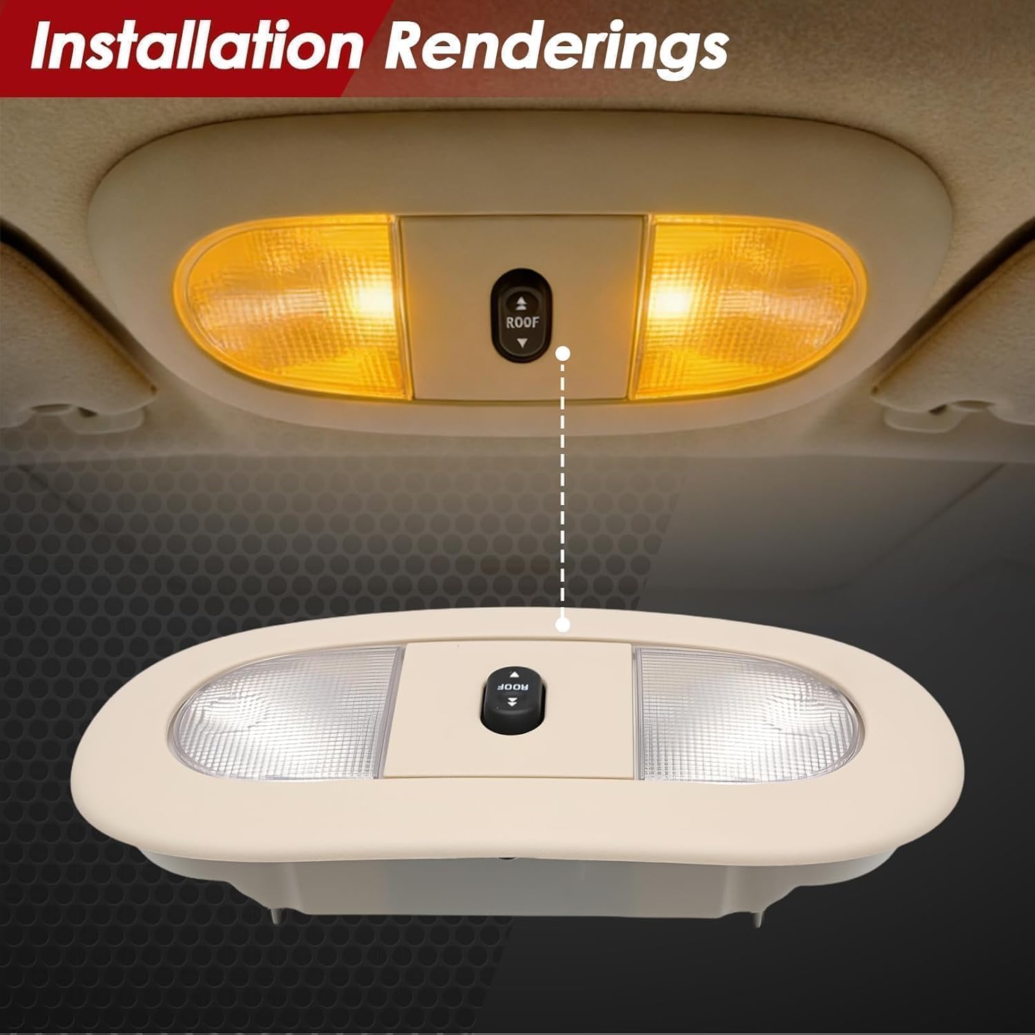 Beige Front Overhead Console with Dome Map Light & Sunroof Switch Compatible with F Series 250 350 450 550 Super Duty 2008-2010 D8BZ-13466-A 8C3Z-25519A70-AA 4L3Z-13783-AA