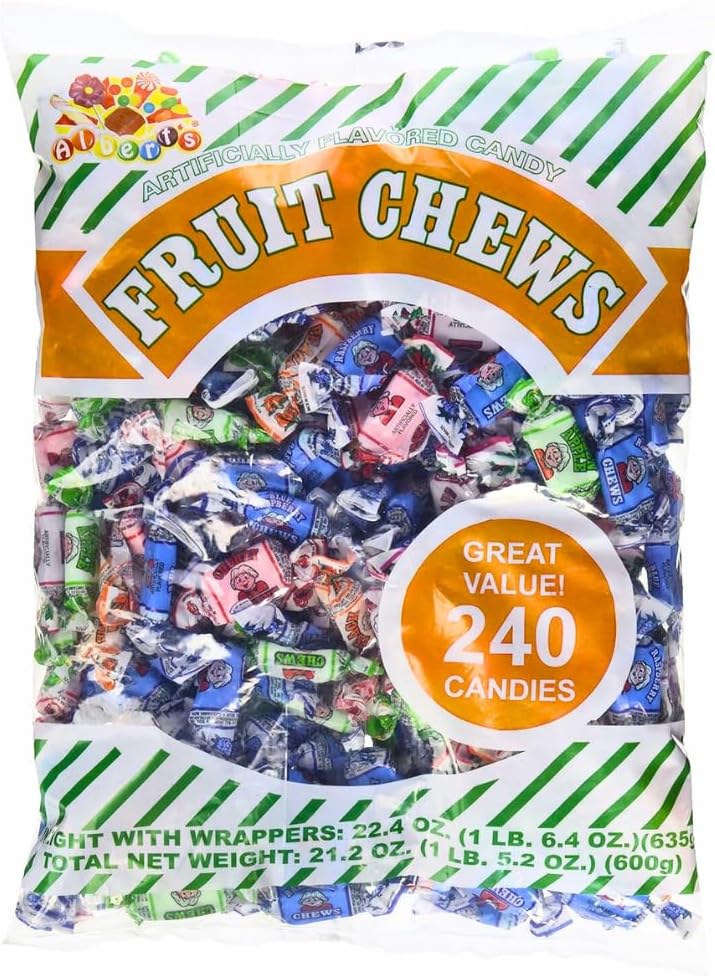 ALBERT'S Candy Assorted Fruit Chews Candy, Individually Wrapped (1-Pack, 240 Pieces/Bag)