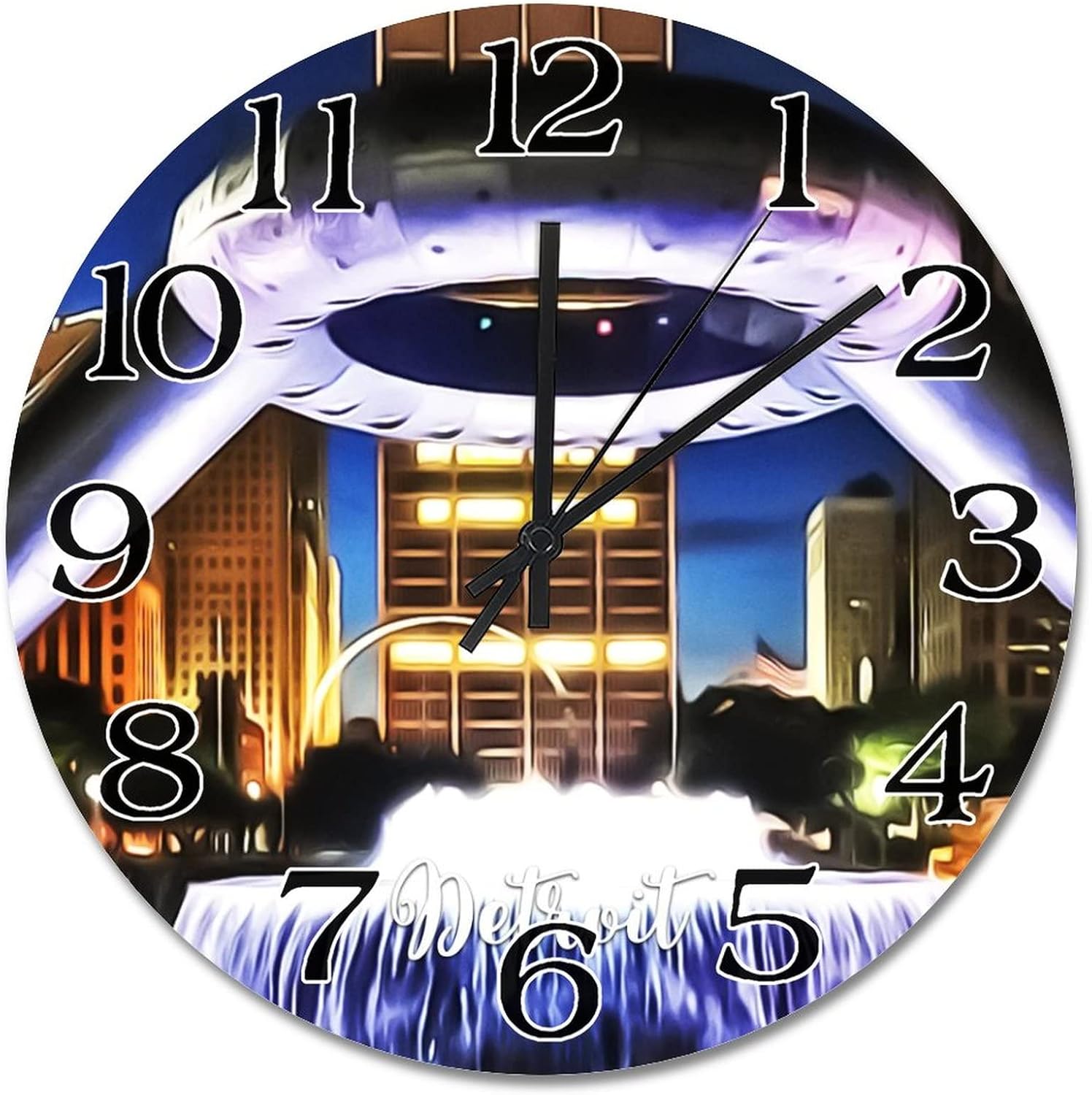 Michigan USA Cityscape Wall Clock Detroit Scenery Travel 9