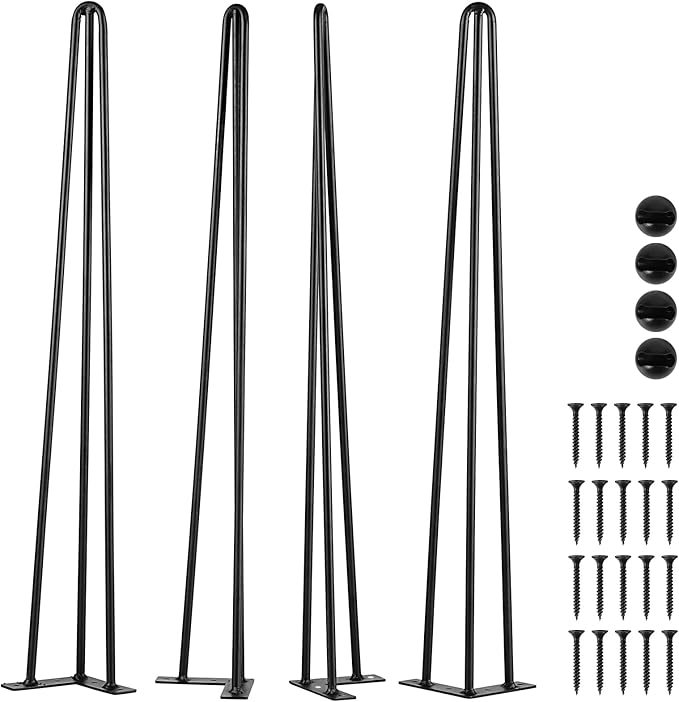 WEINORR Hairpin Table Legs 30 Inch, 4pcs Black Heavy Duty