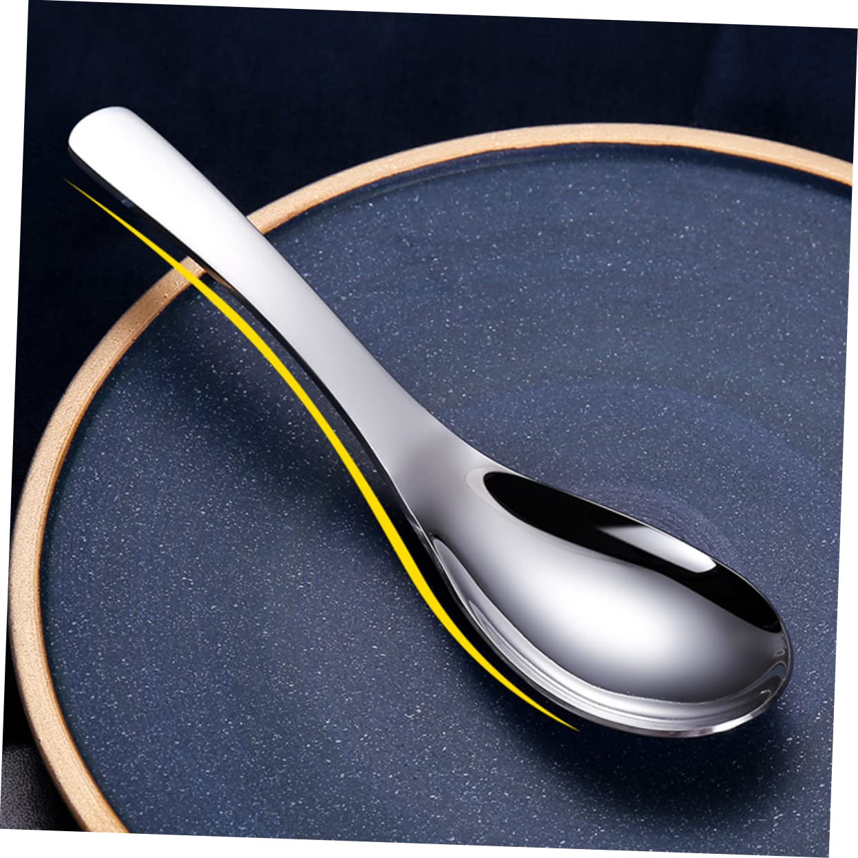 Cabilock 1Pc Stainless Steel Thicken Soup Spoon Table Spoon for Coffee Tea Ice and Ergonomic Design for Everyday Use and Gifting