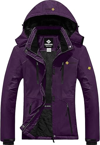 GEMYSE Waterdichte ski-sneeuwjas voor dames geïsoleerde winter winddicht fleece jas met capuchon
